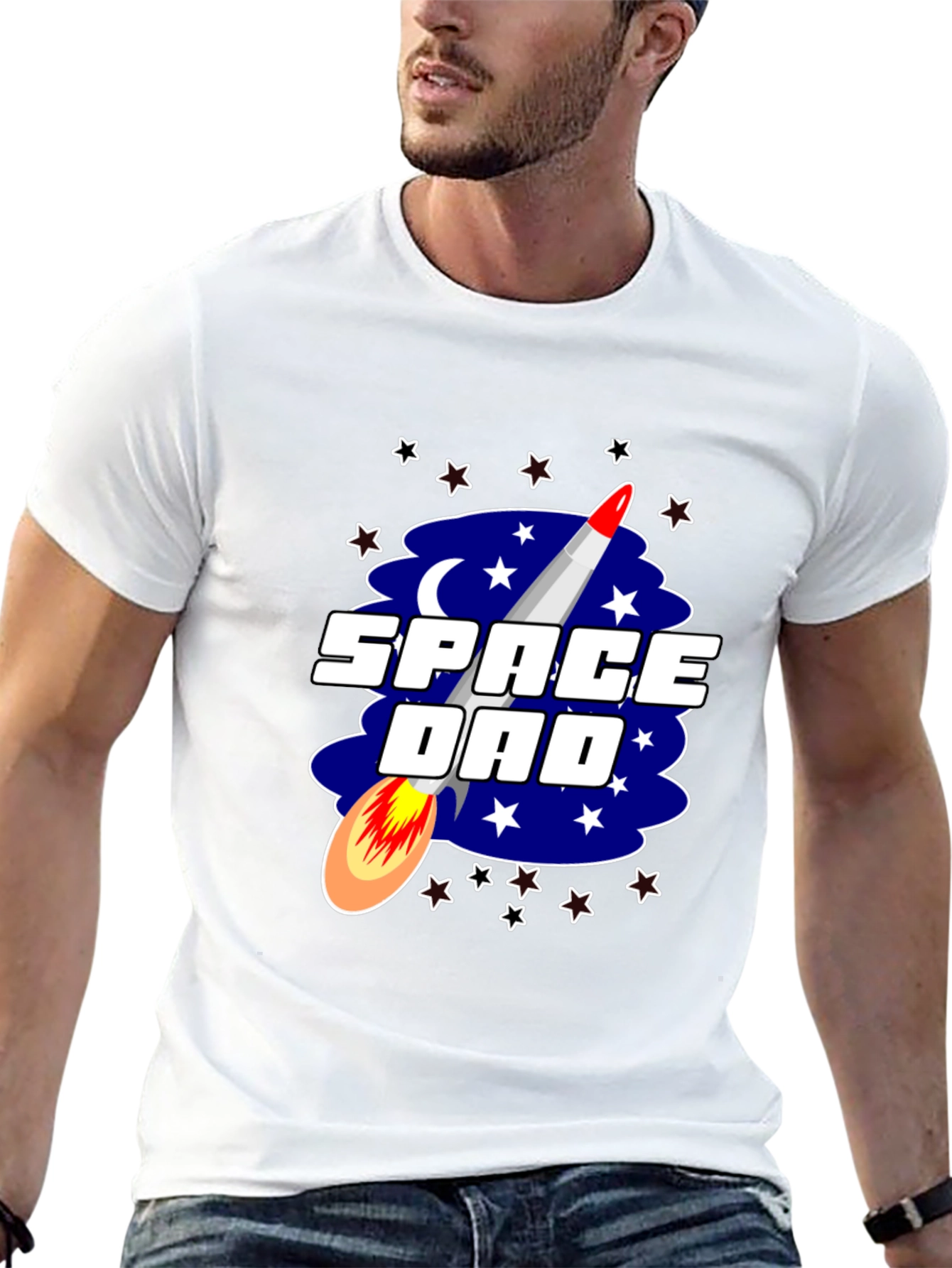 Space Dad Graphic Tee - Rocket Design
