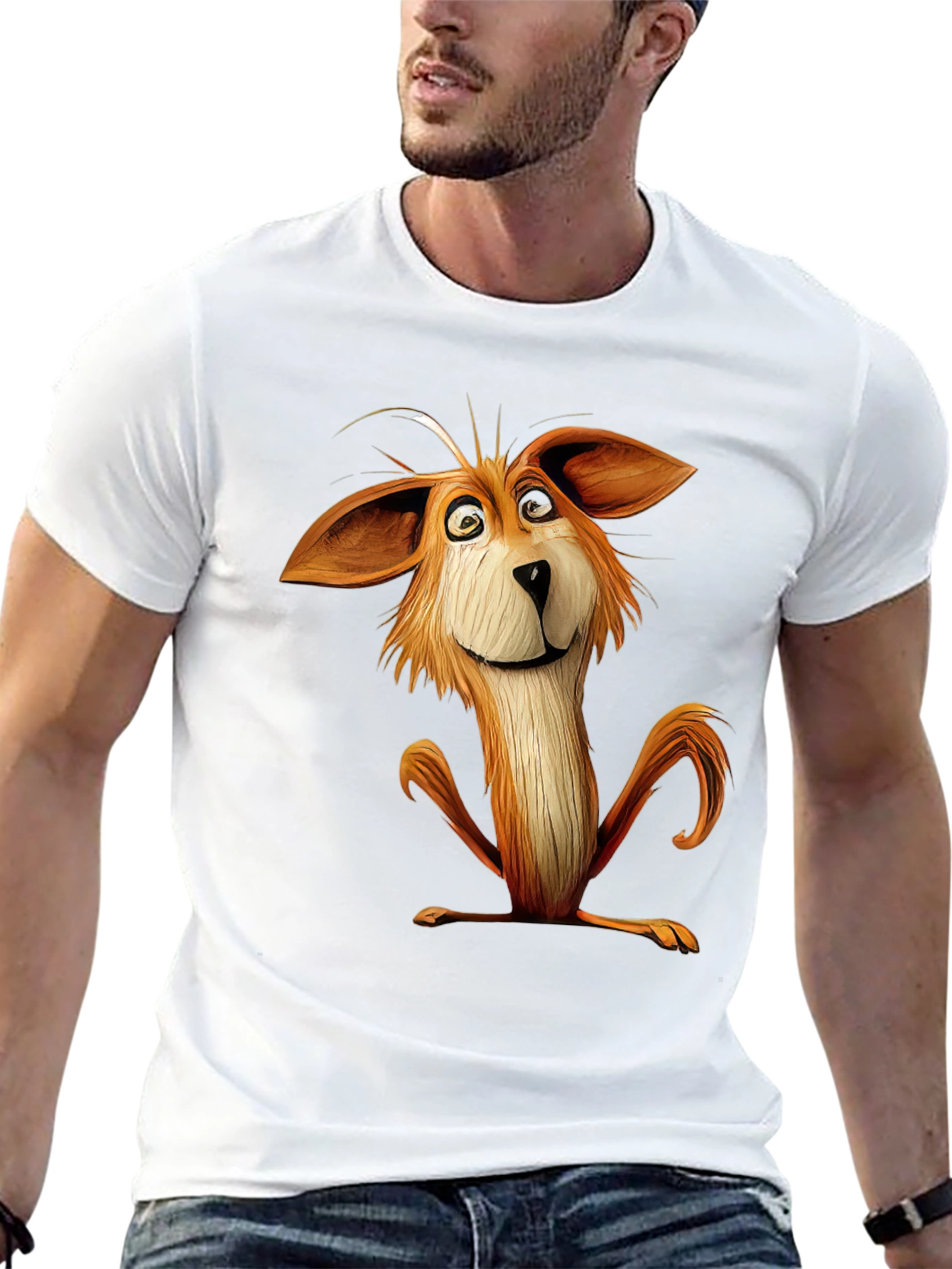 Cartoon Fox Graphic Black T-Shirt