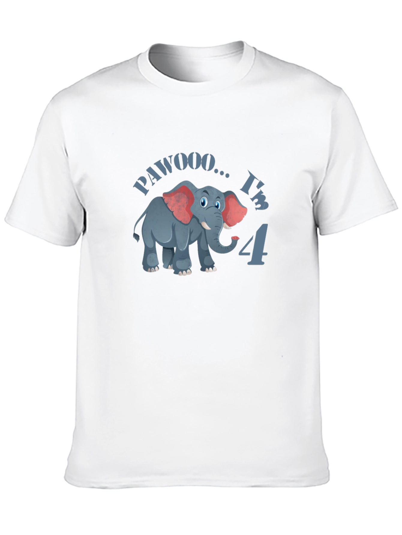 Cute PAWOOO Im 4 Elephant Birthday T-Shirt