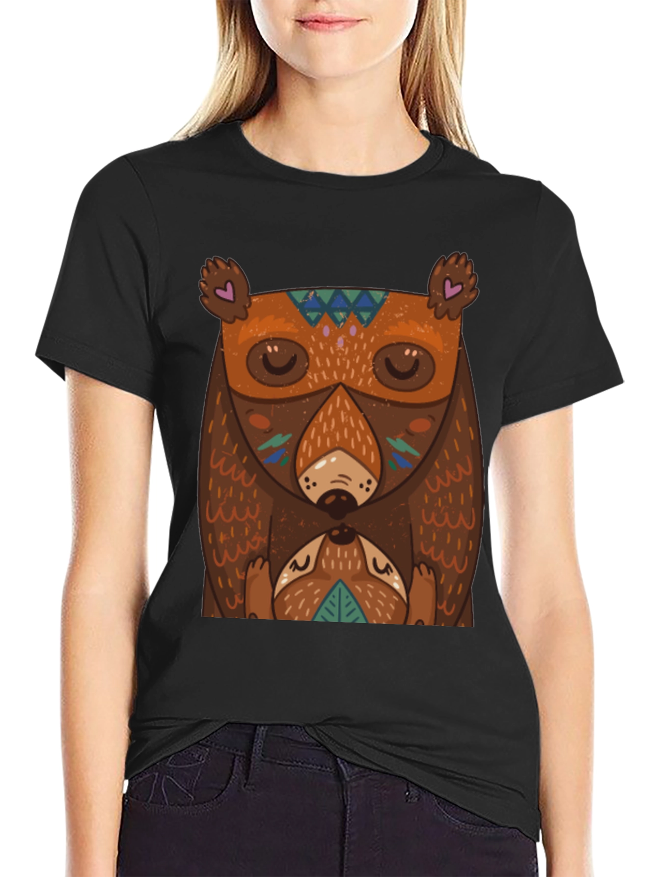 Bear Graphic T-Shirt - Unique Tribal Design