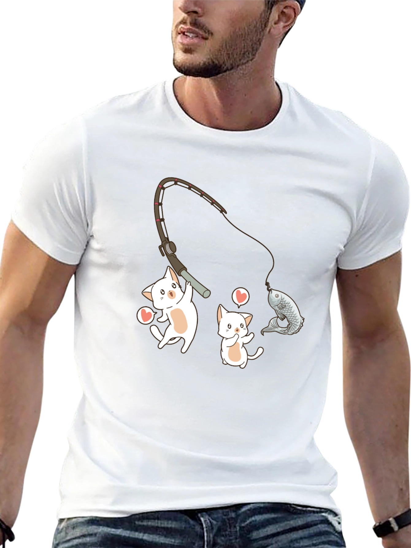 Kitten Fishing Graphic Tee
