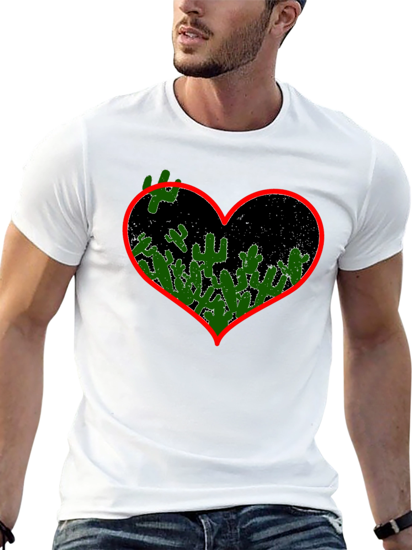 Cactus Heart Graphic Tee - Black