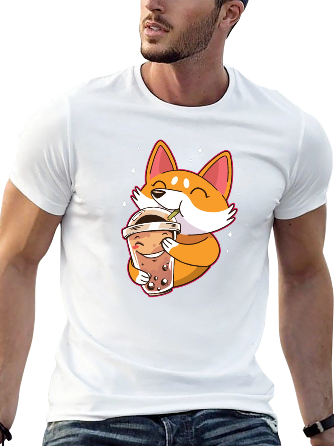 Cute Shiba Inu Boba Tea Black T-Shirt