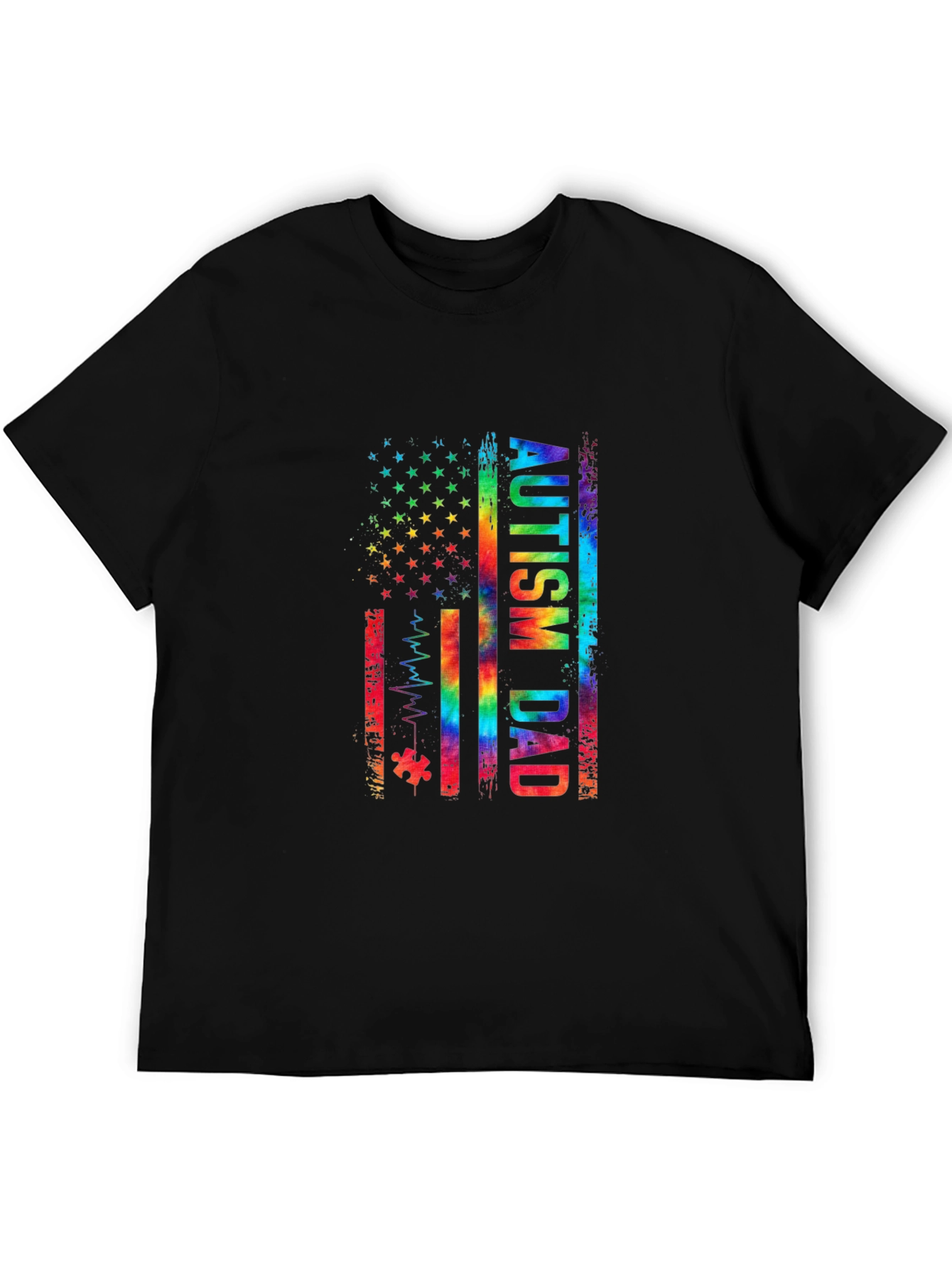 Autism Dad T-Shirt | American Flag Ribbon