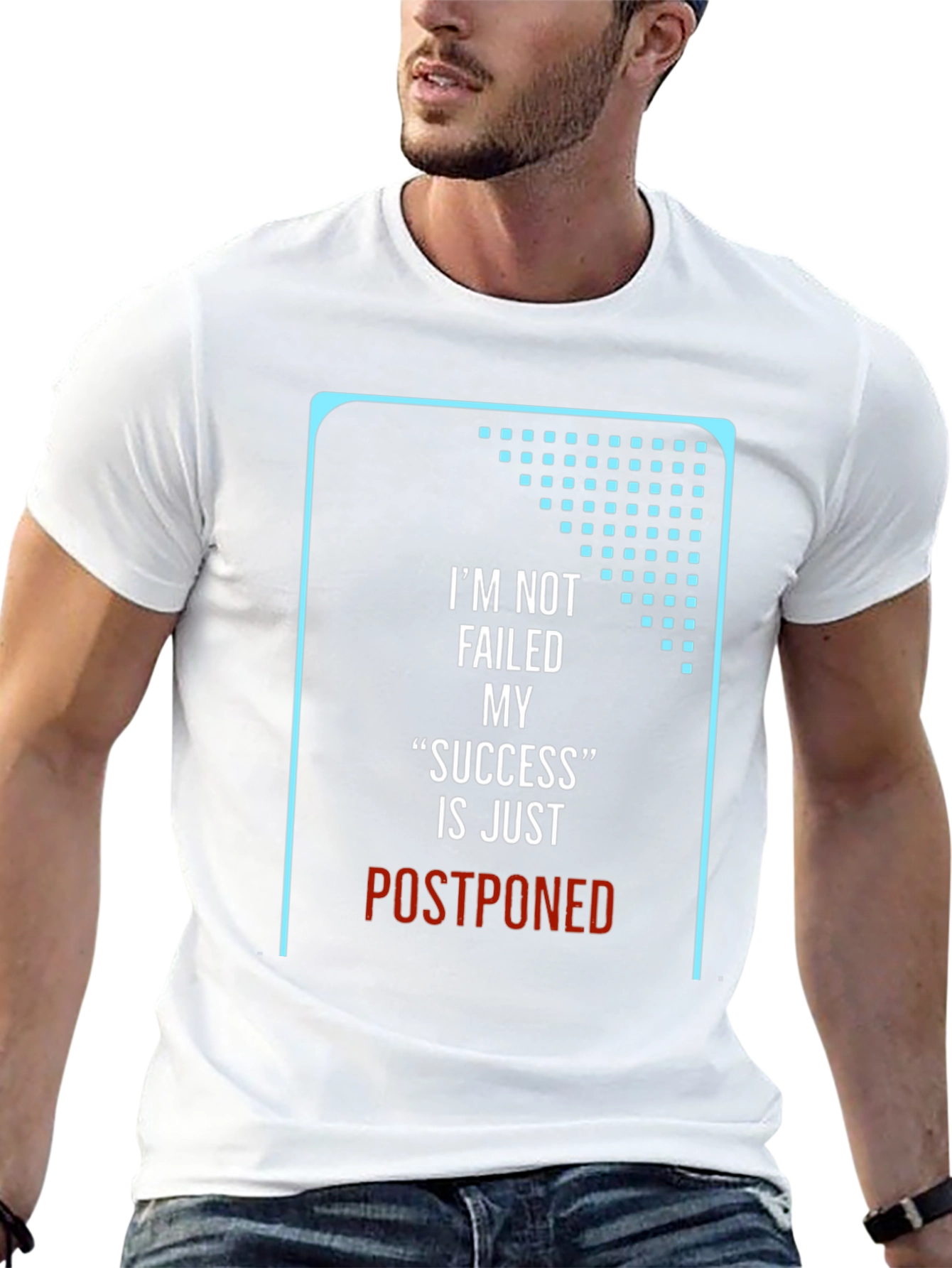 Motivational T-Shirt: Postponed Success Black Crew Neck
