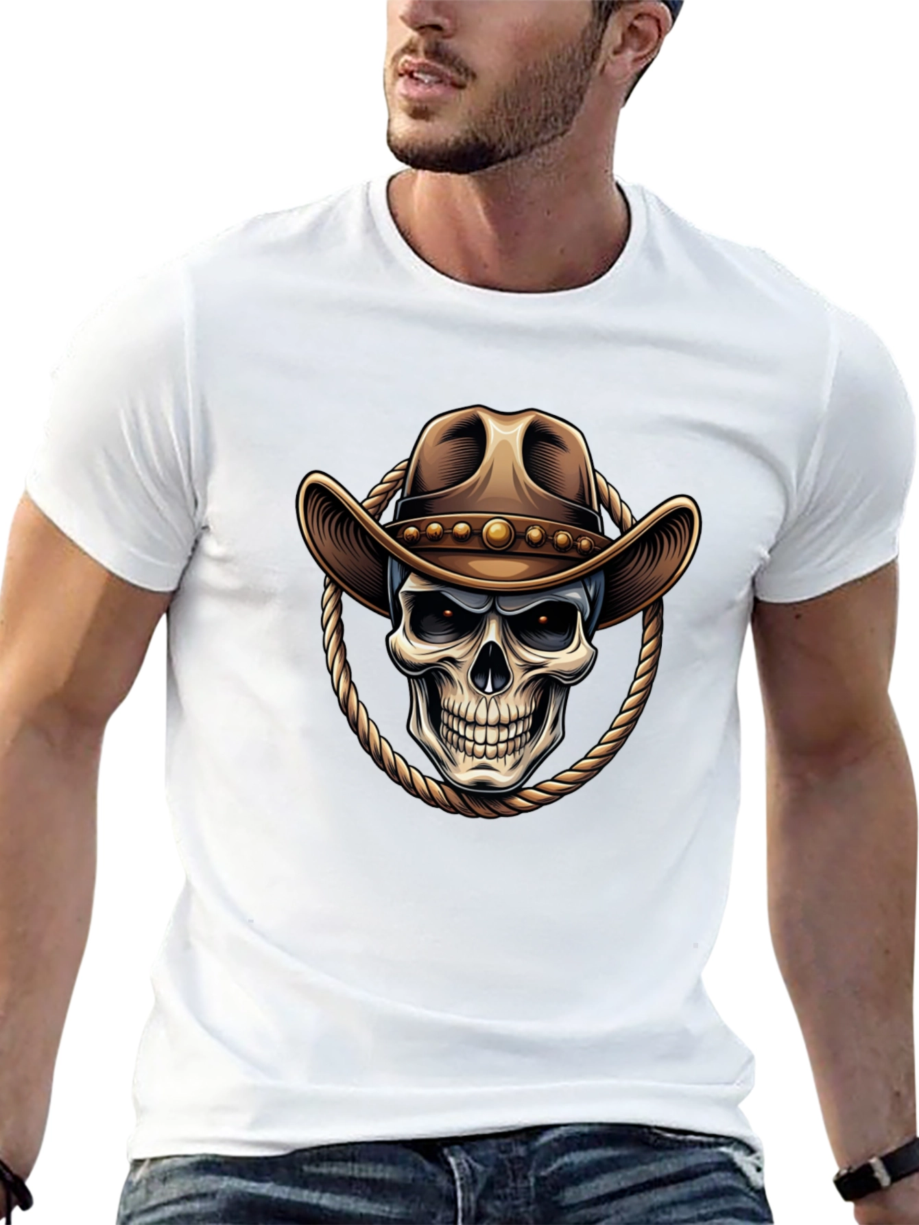 Cowboy Skull Graphic Tee - Western Style Shirt