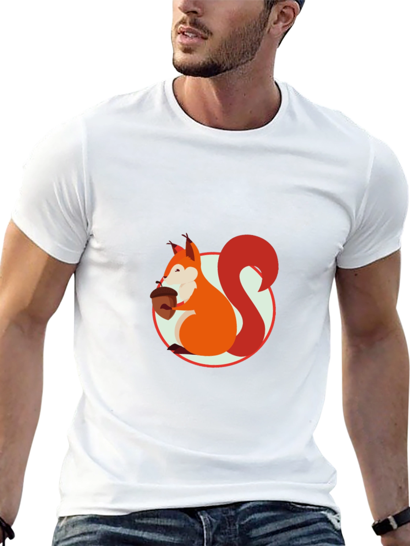 Squirrel Graphic Print Black T-Shirt