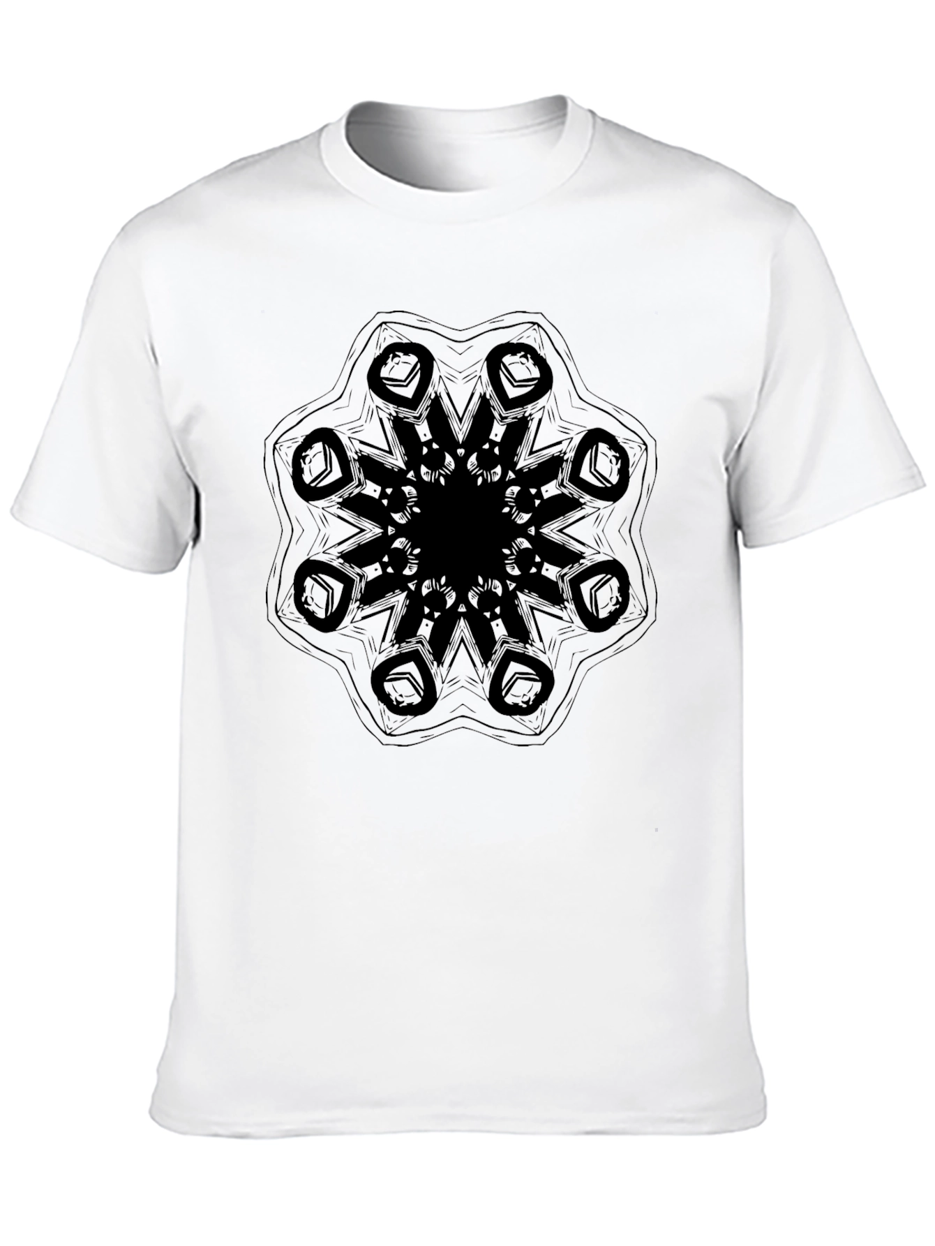 Abstract Mandala Print Black T-Shirt