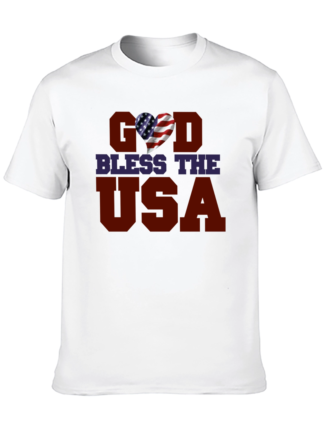 God Bless USA Patriotic Heart Graphic T-Shirt