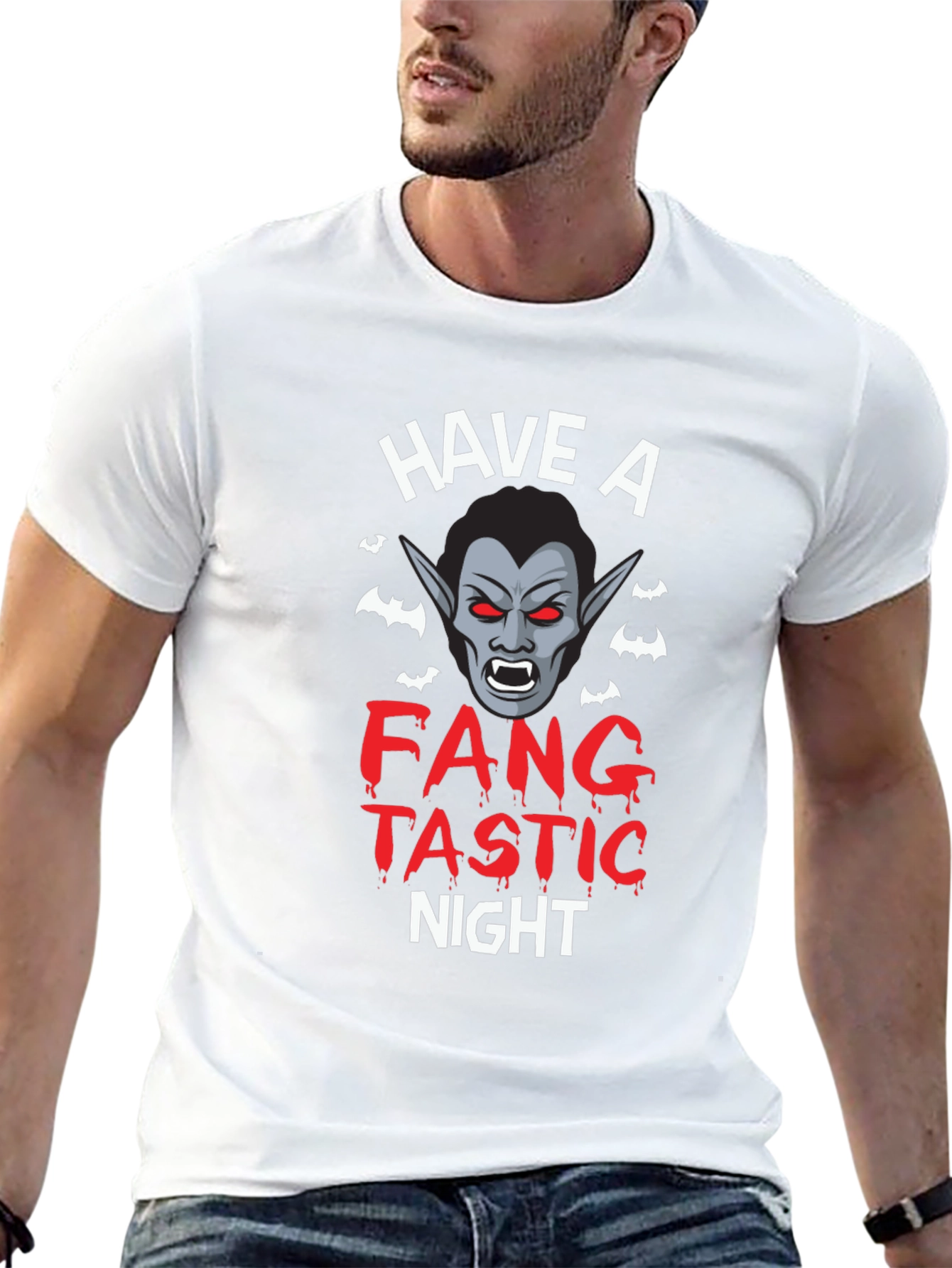 Fangtastic Night Black T-Shirt Halloween Vampire Tee