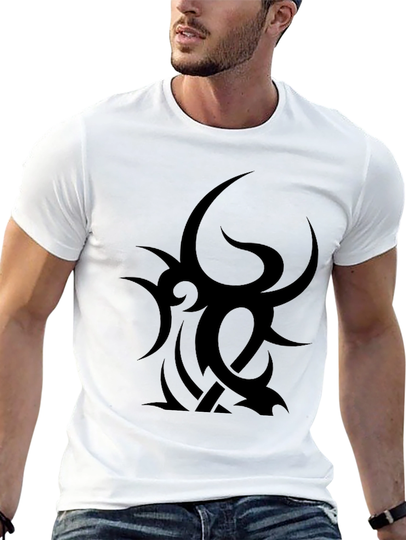 Tribal Graphic Black Tee - Bold & Edgy Style