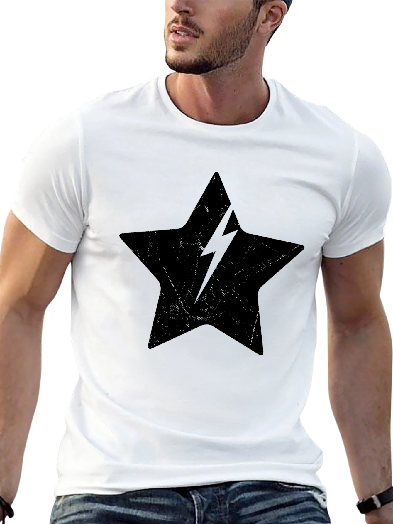 Black Star Lightning Bolt Graphic Tee