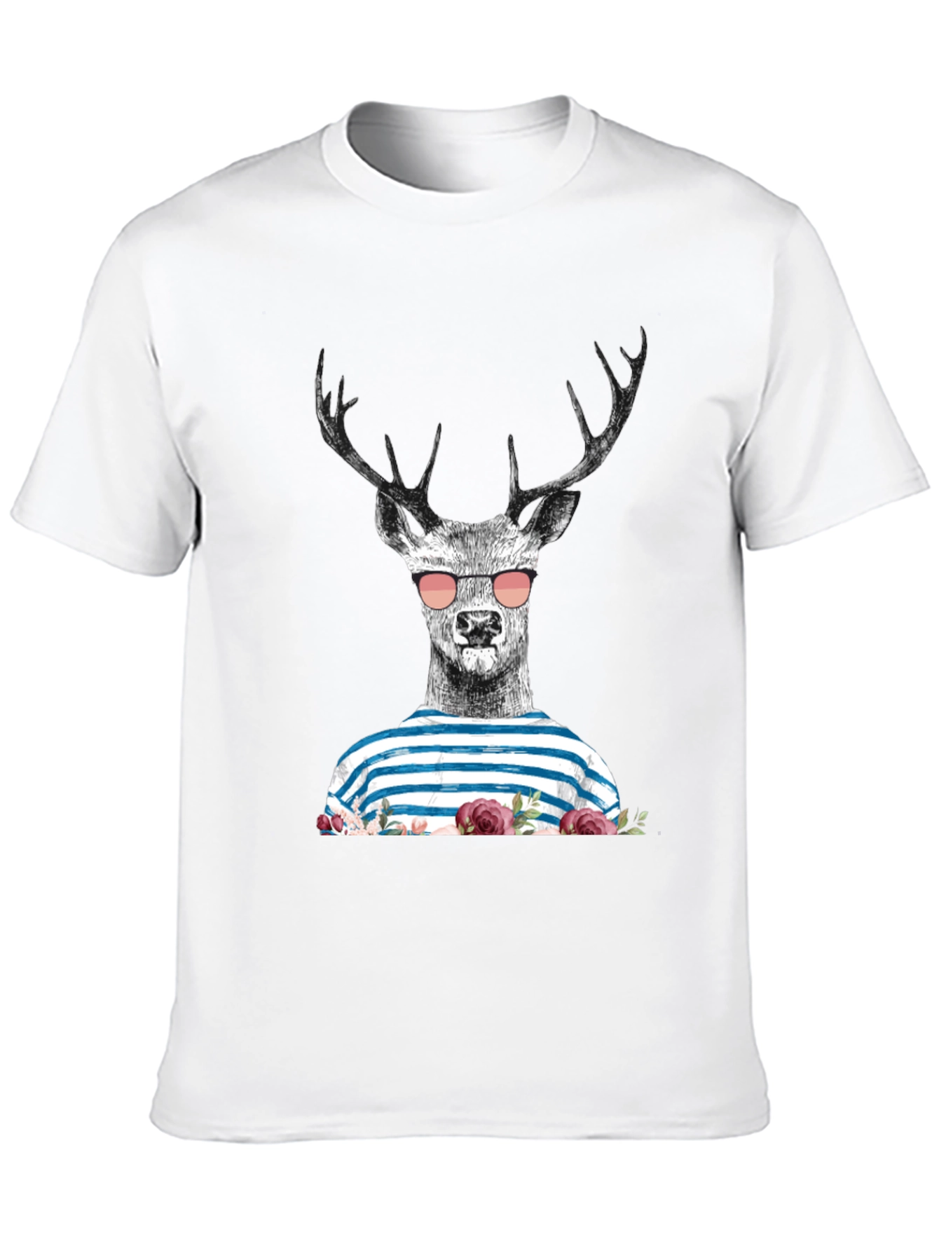 Deer with Sunglasses Graphic Tee - Mens Black T-Shirt
