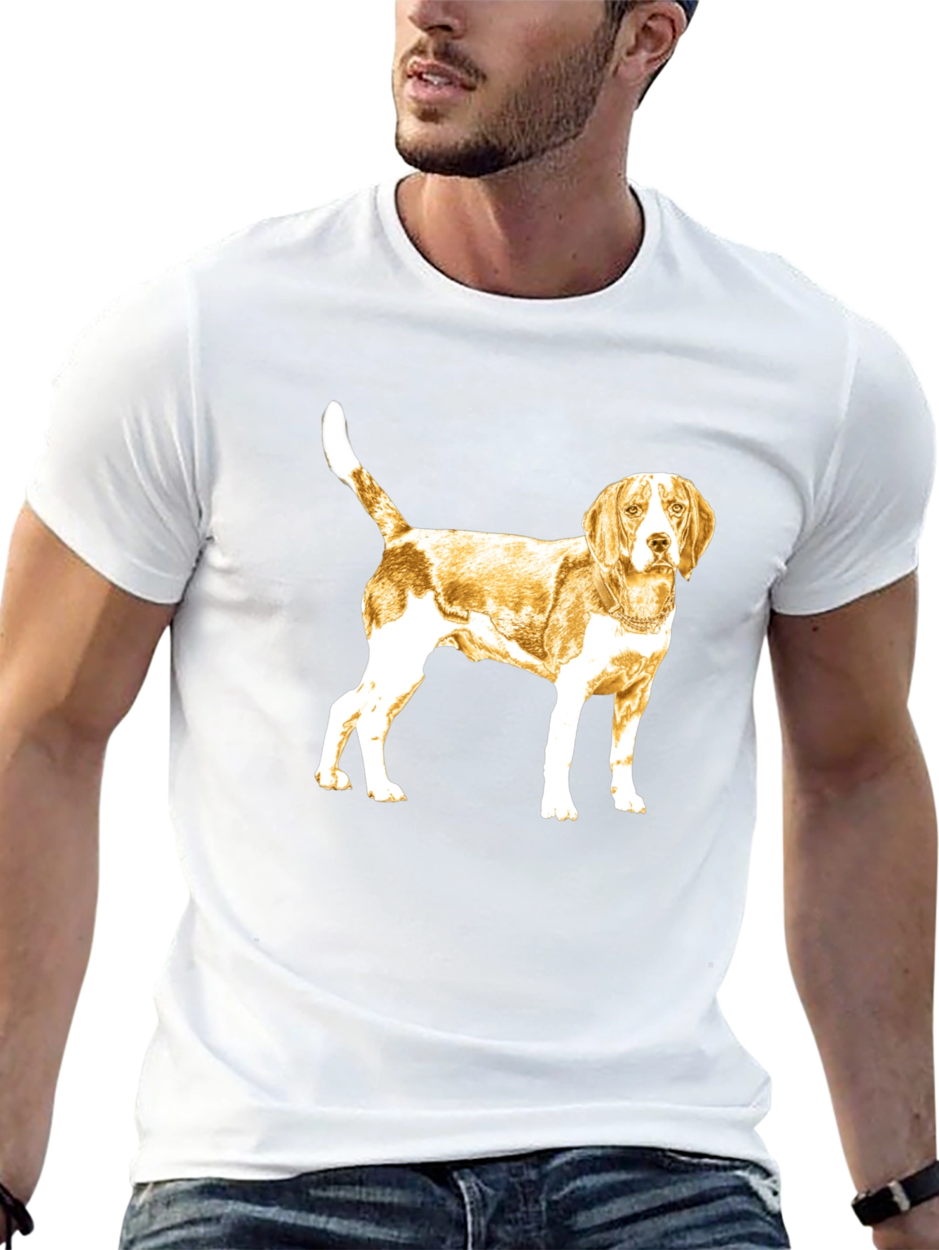 Beagle Dog Graphic Tee - Black Cotton T-Shirt