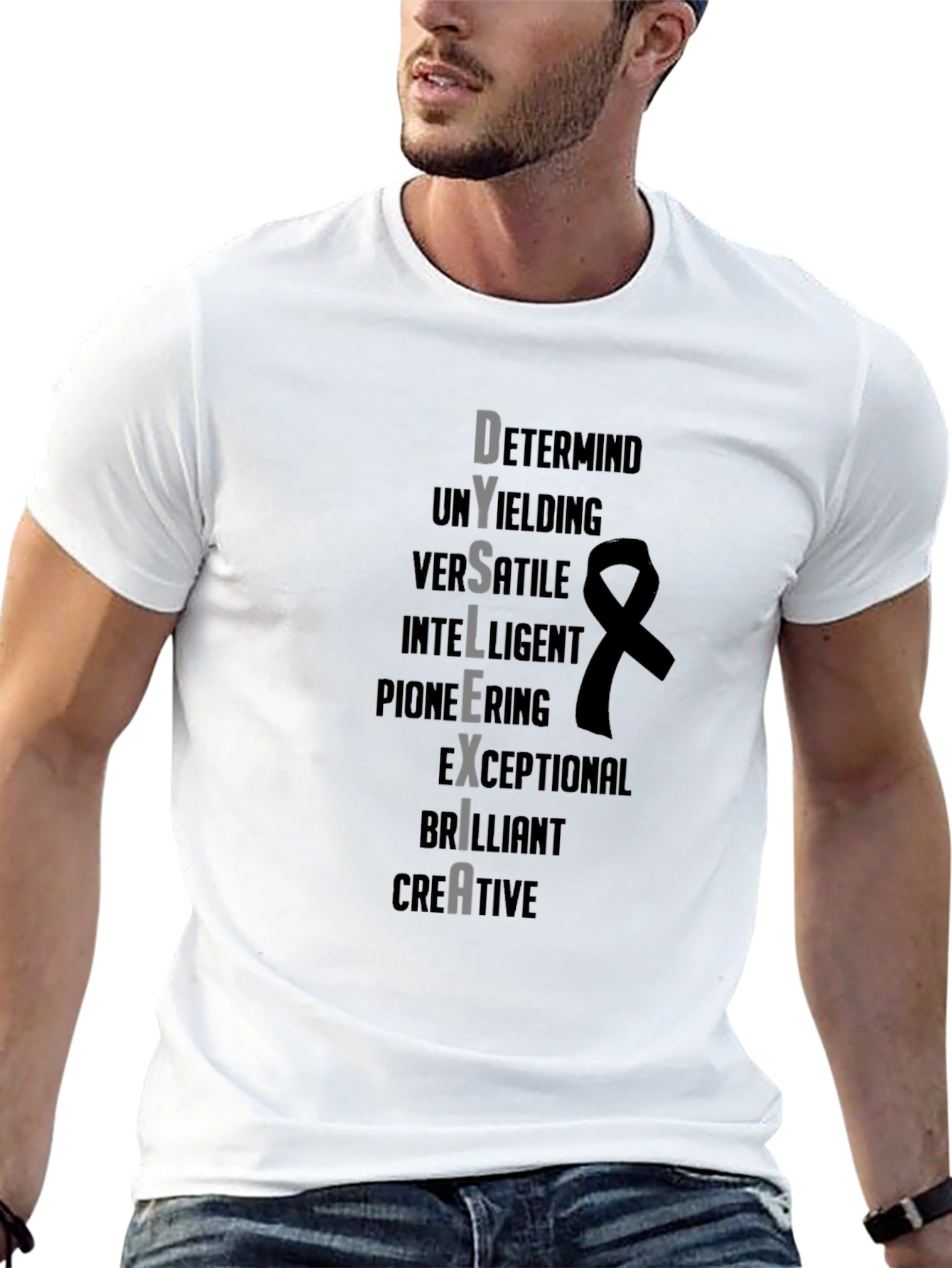 Dyslexia Awareness T-Shirt - Determined Intelligent Creative