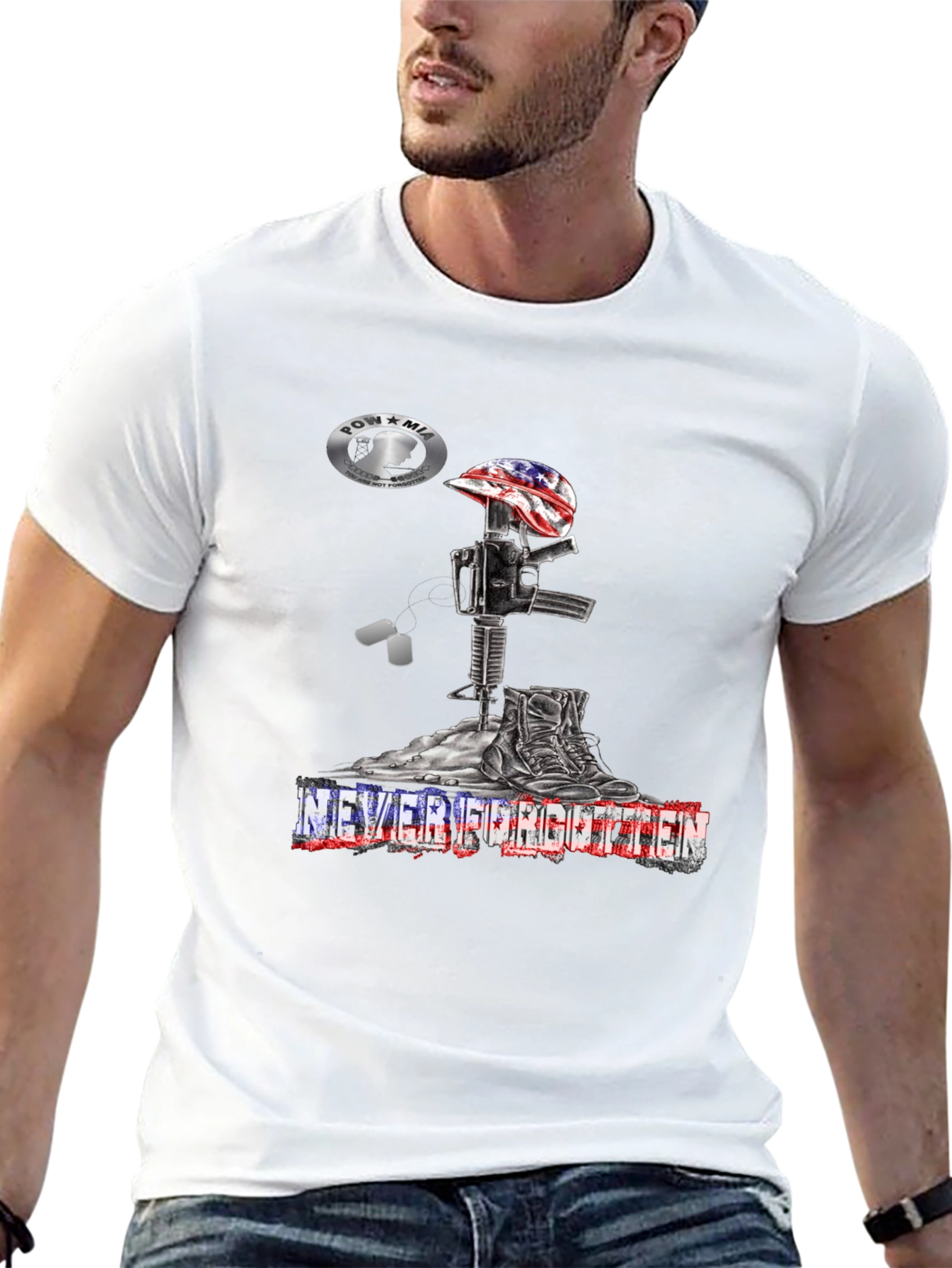 Never Forgotten American Flag Memorial T-Shirt