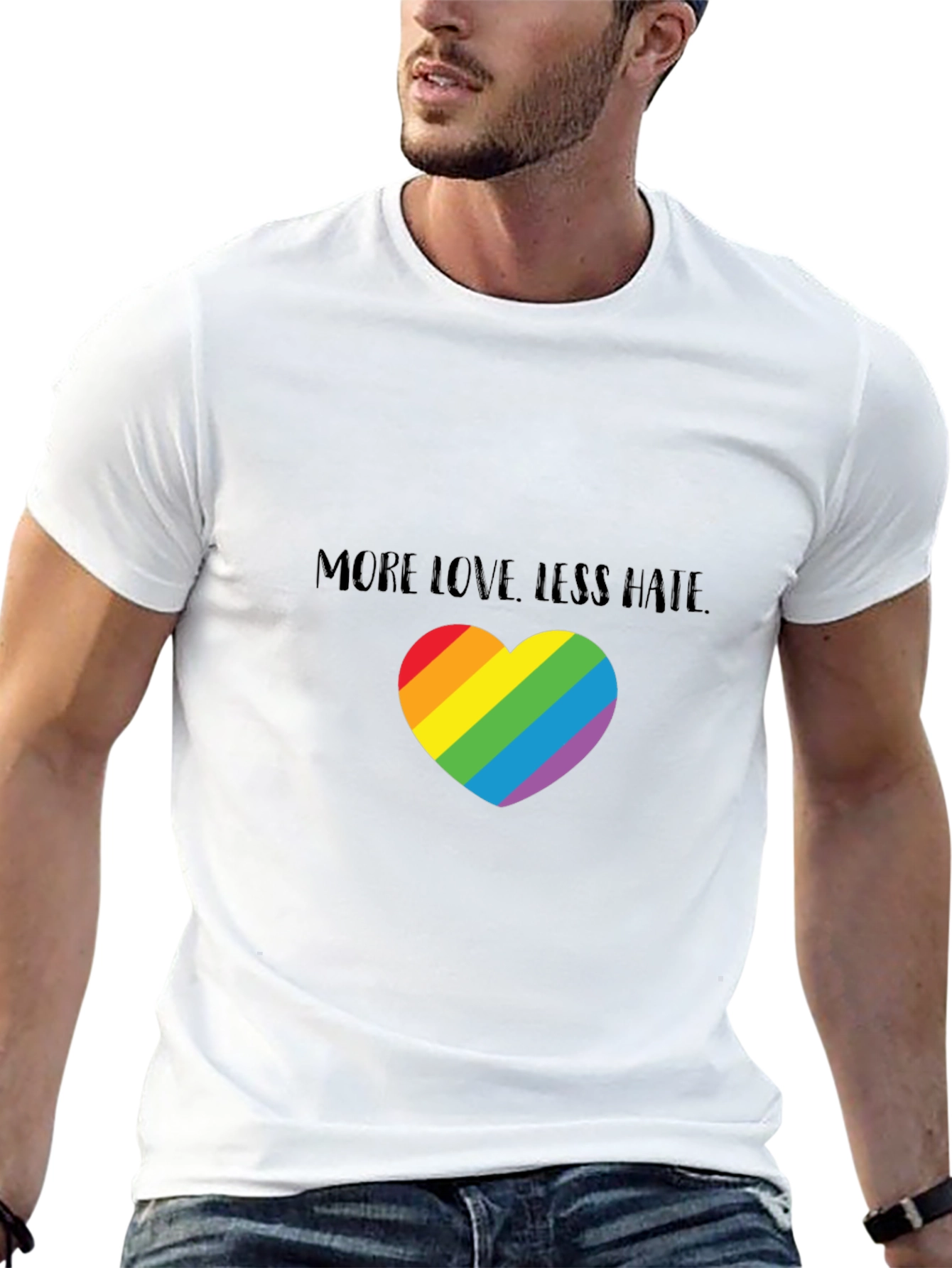 More Love Less Hate Rainbow Heart T-Shirt
