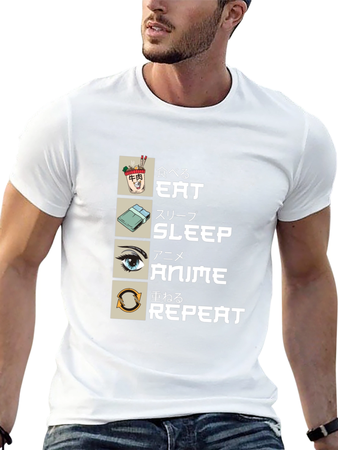 Eat Sleep Anime Repeat T-Shirt - Otaku Style