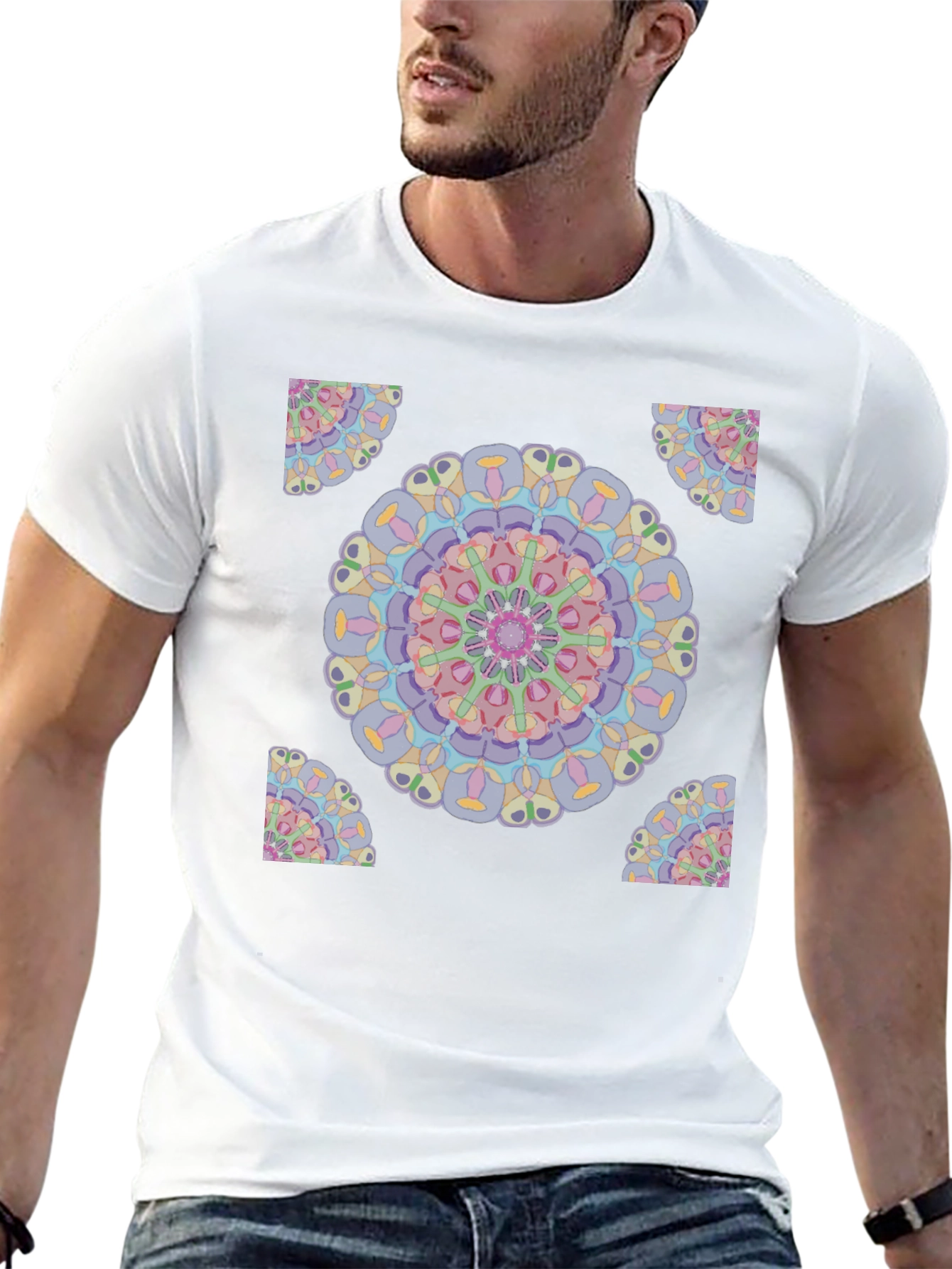 Abstract Mandala Design Black T-Shirt