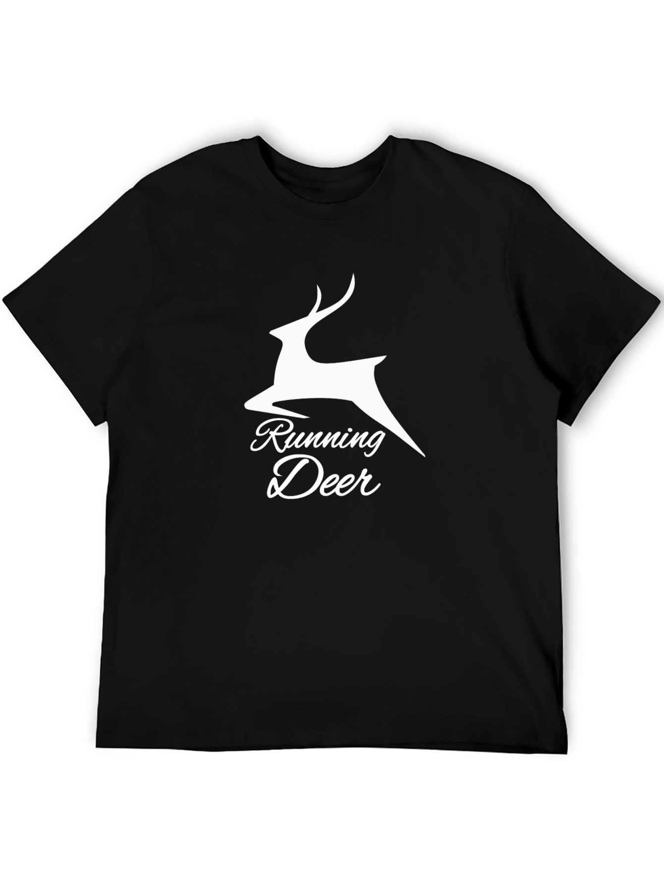 Running Deer Graphic Tee - Black Cotton Blend