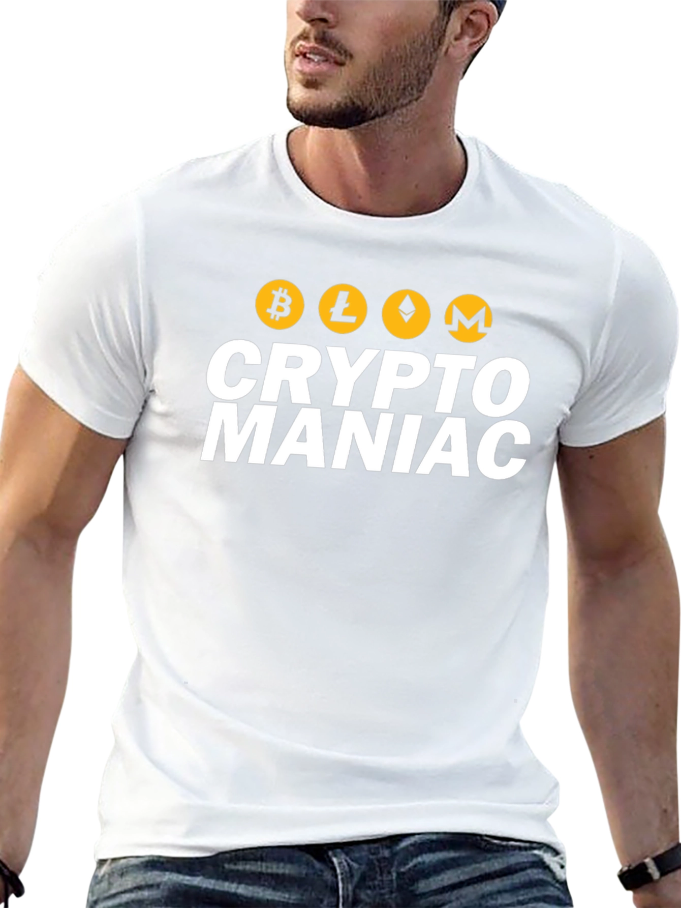 Crypto Maniac Black T-Shirt - Bitcoin Litecoin Ethereum Monero