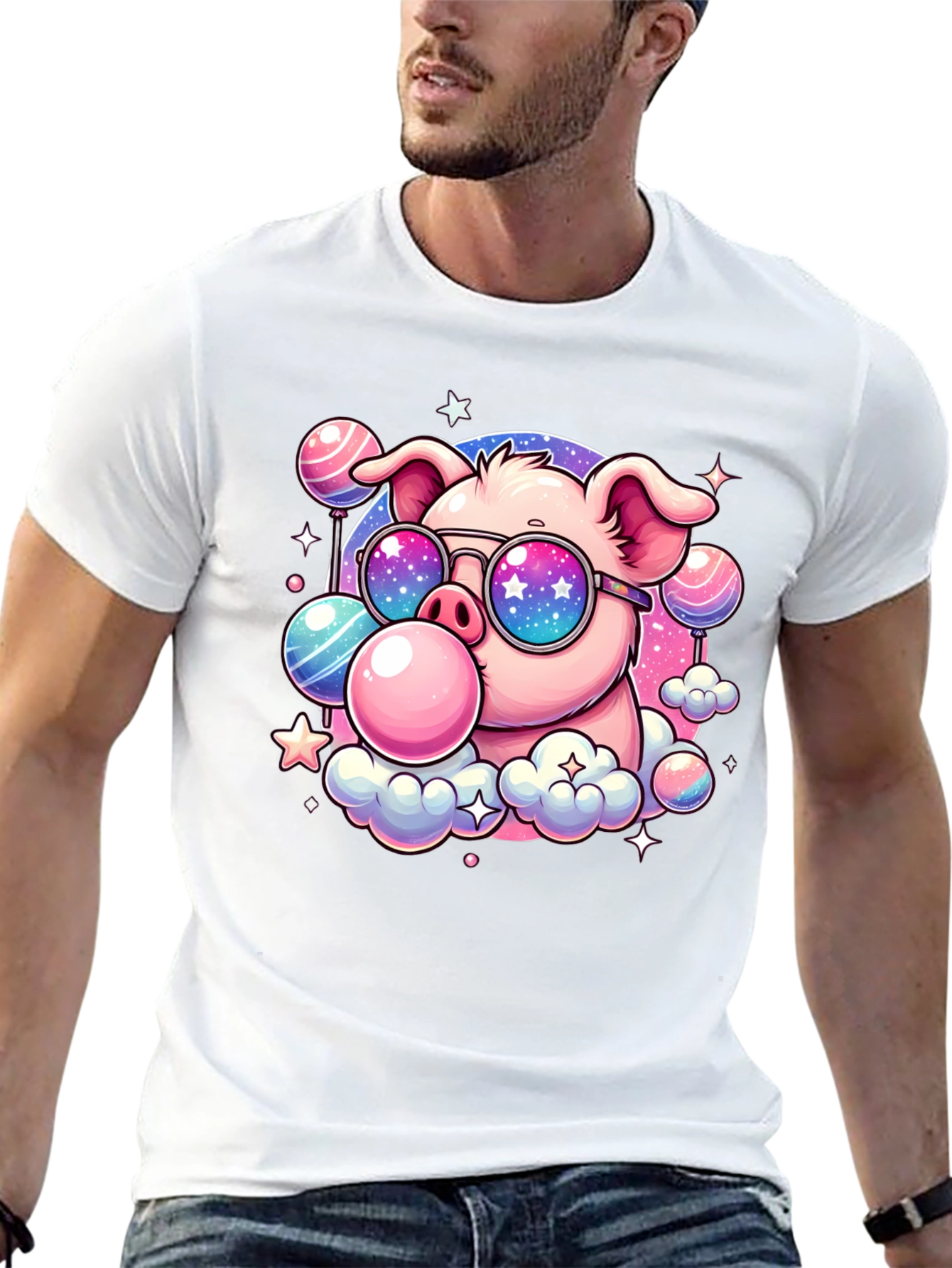 Cool Pig Bubble Gum Graphic Tee - Black