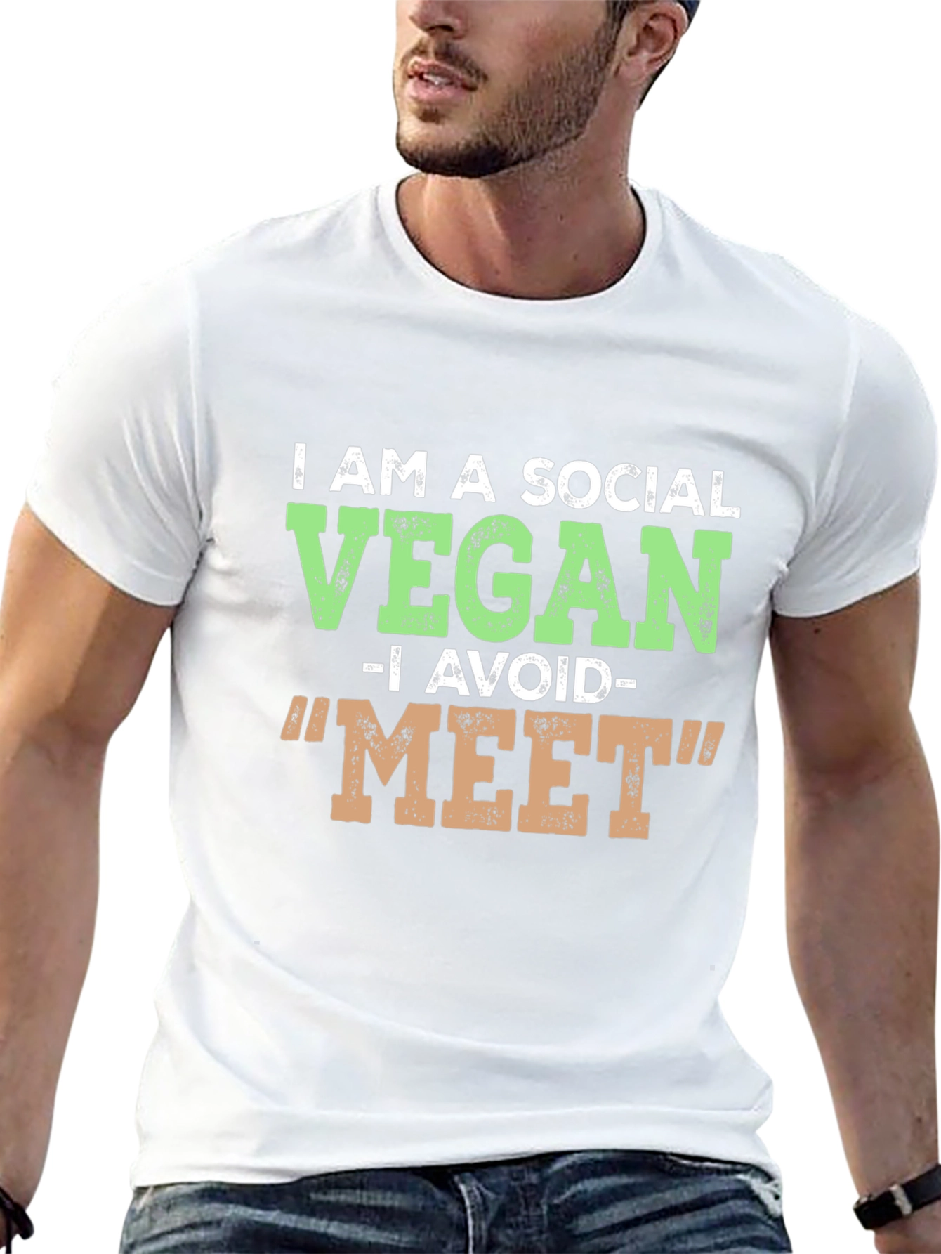 Social Vegan Graphic T-Shirt - Avoid Meat!