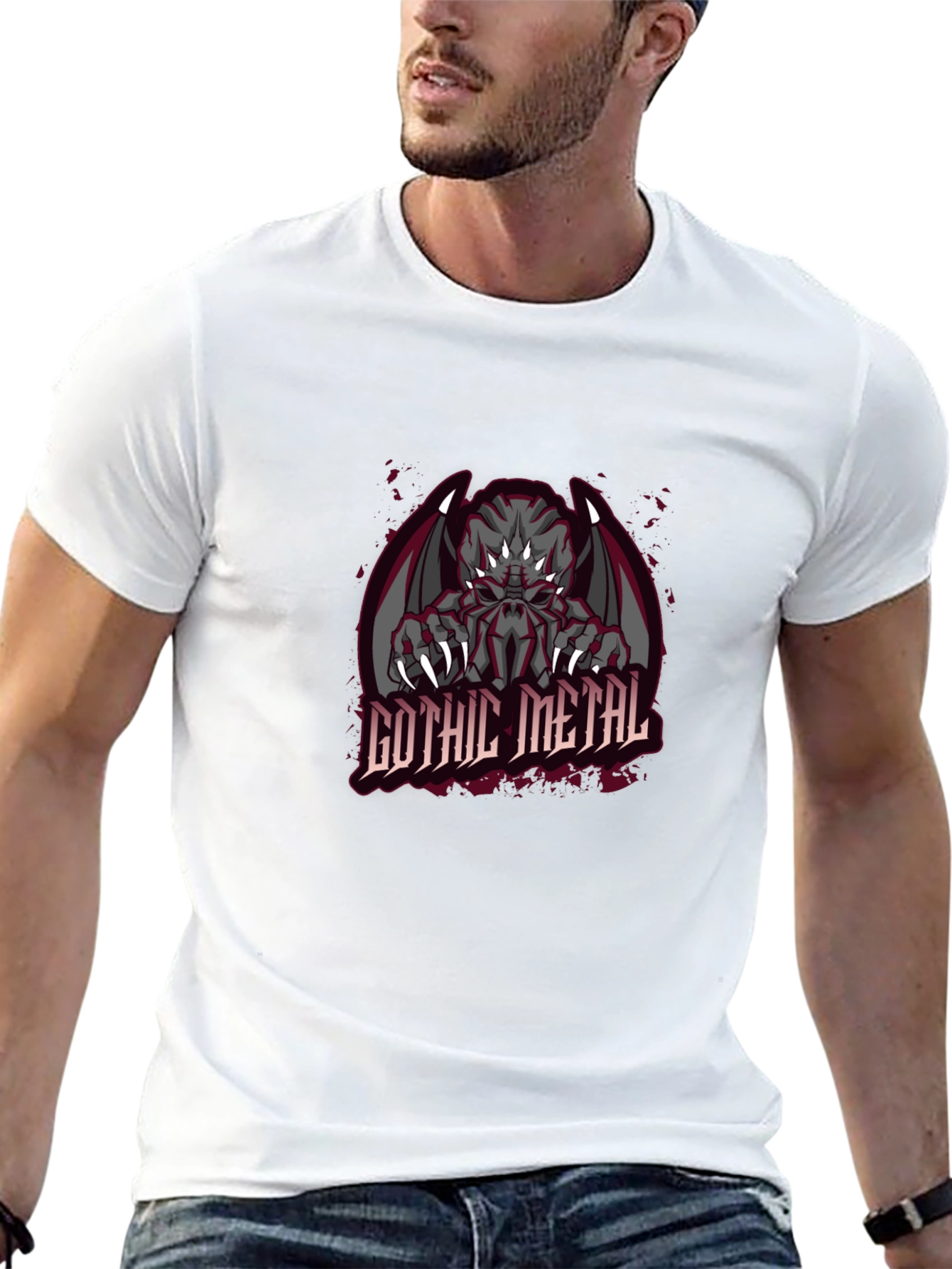 Gothic Metal Monster Graphic T-Shirt