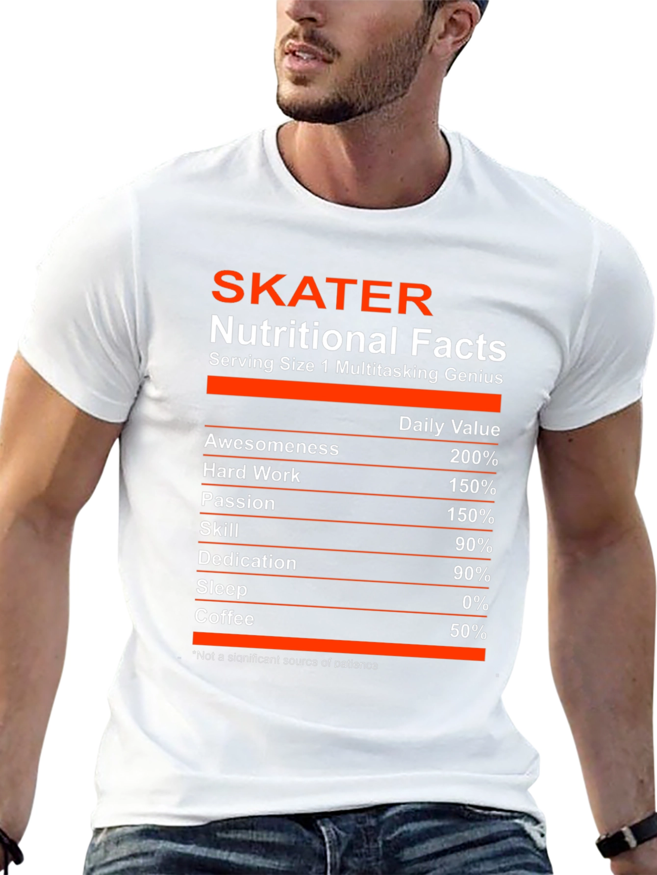 Skater Nutritional Facts T-Shirt - Multitasking Genius