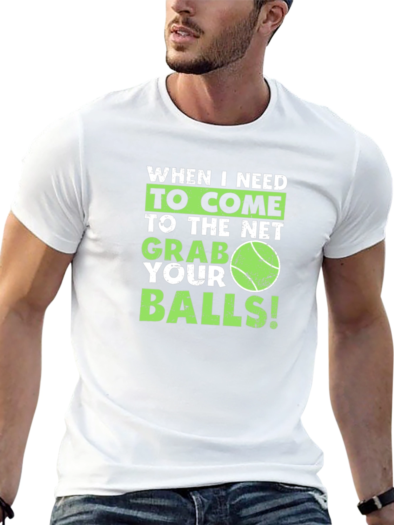 Tennis Humor Graphic T-Shirt - Grab Your Balls!