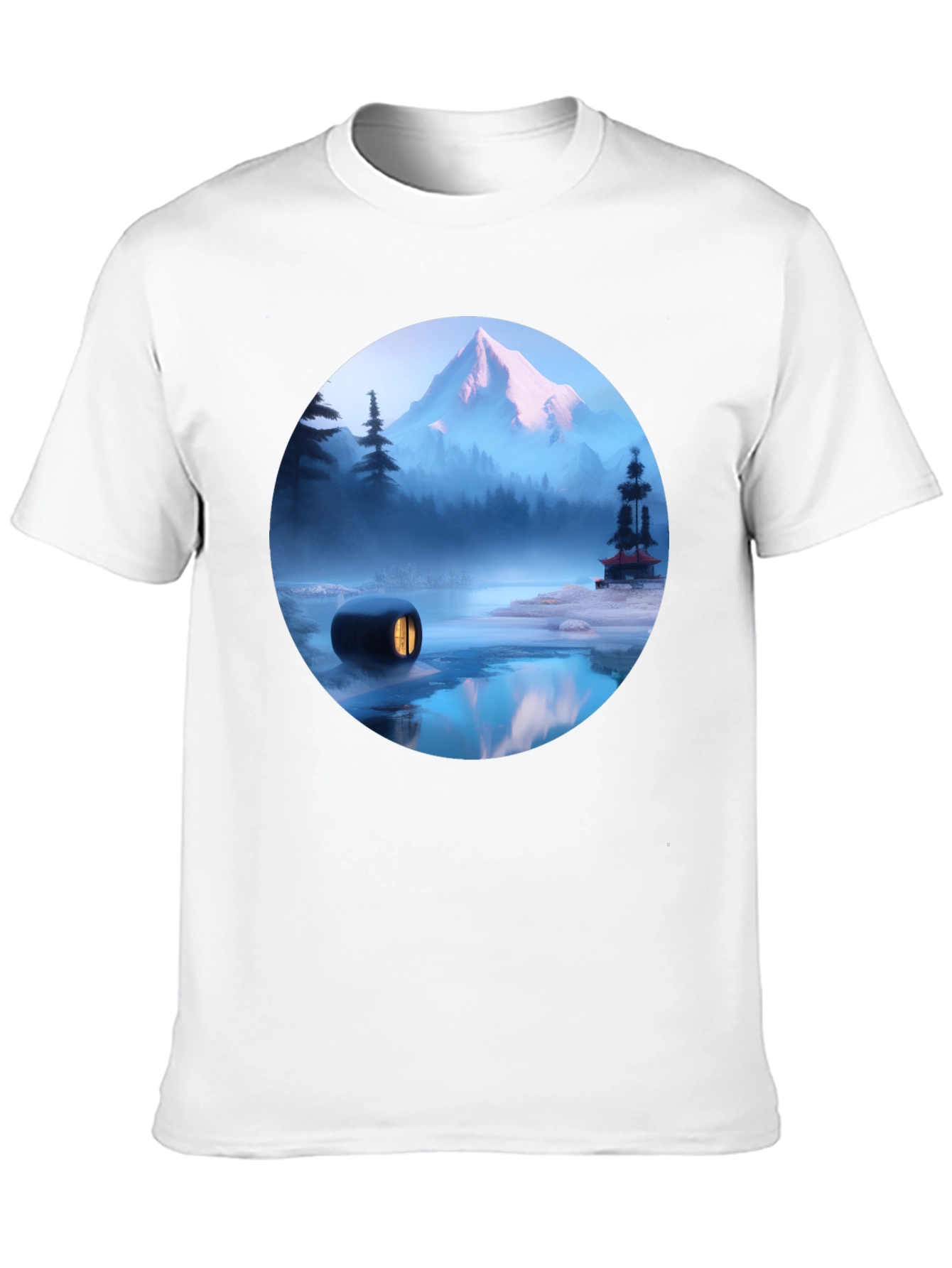 Mystic Mountain Scene Black T-Shirt