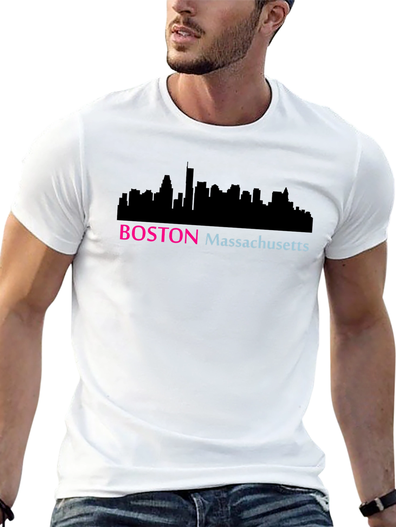 Boston Skyline T-Shirt - Massachusetts Cityscape Tee