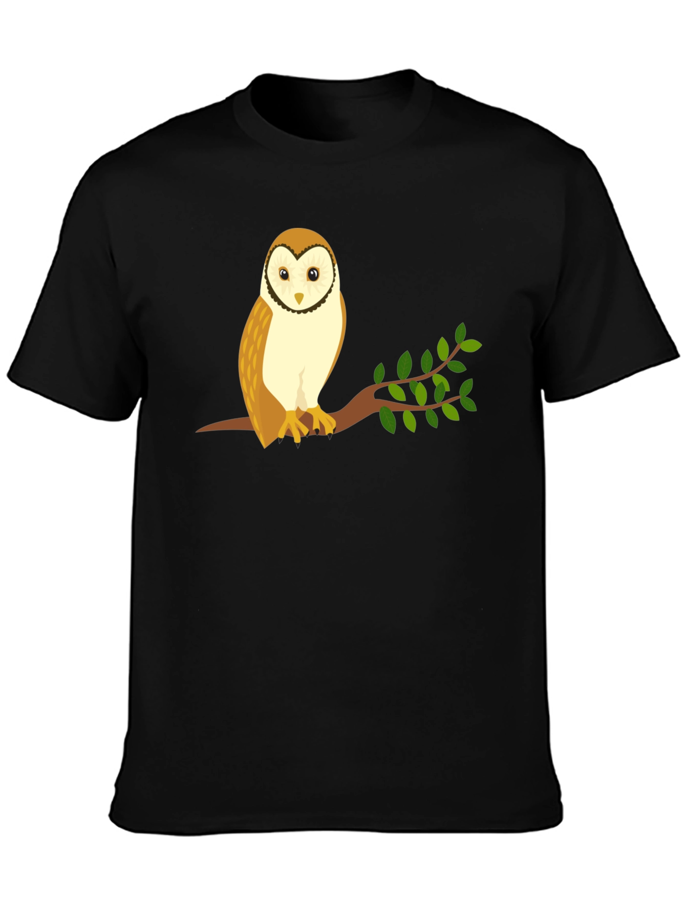 Owl on Branch Graphic Tee - Black