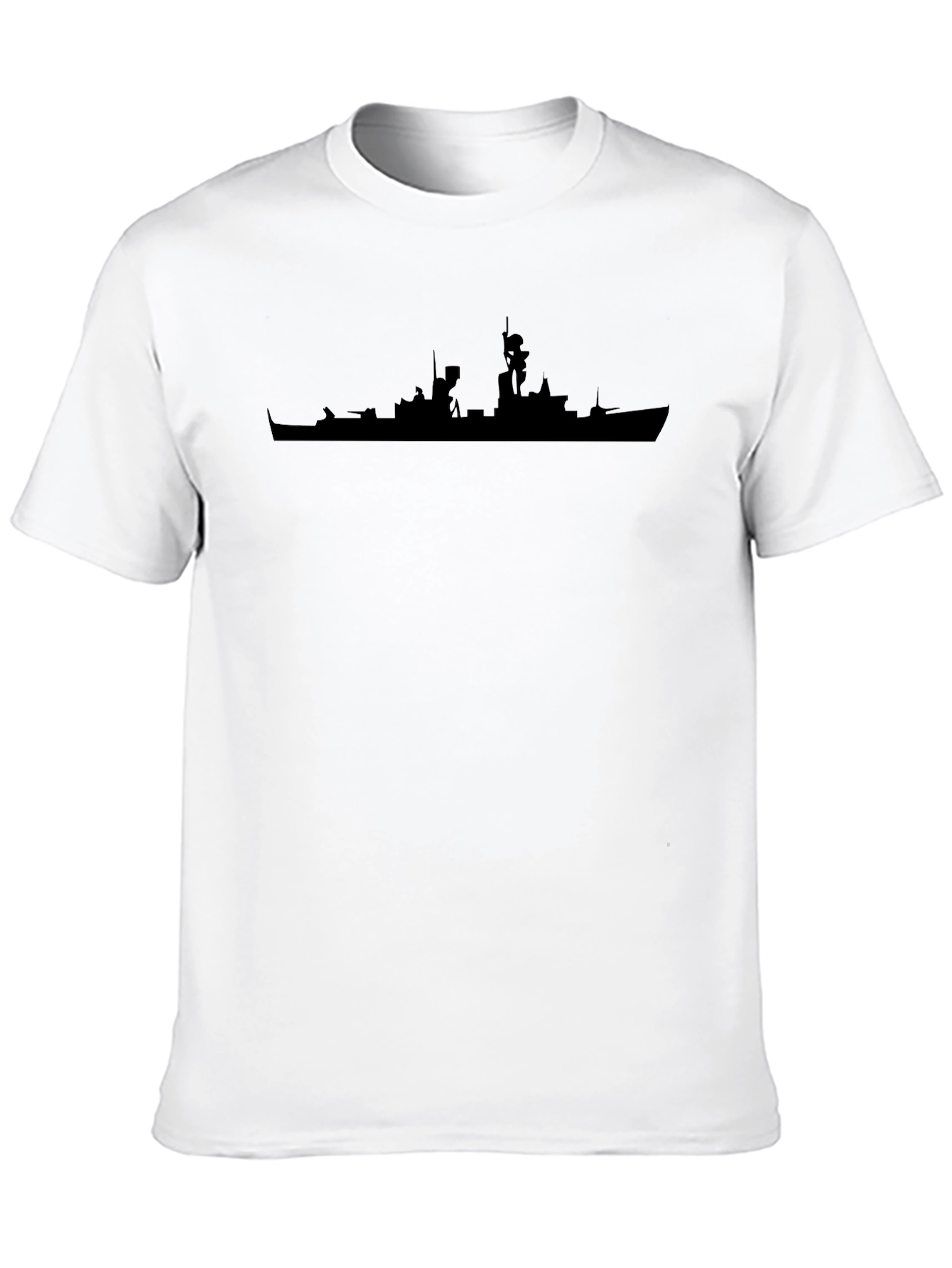 Navy Ship Silhouette Black T-Shirt