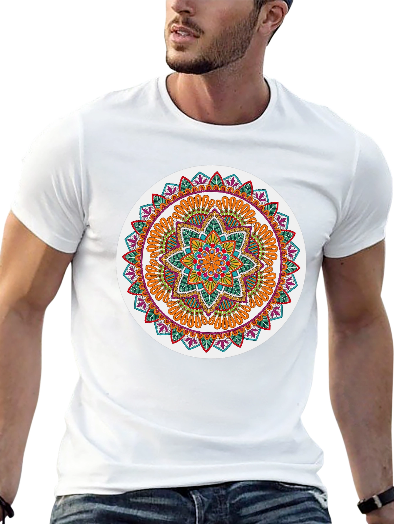 Mandala Graphic Tee - Stylish Round Design