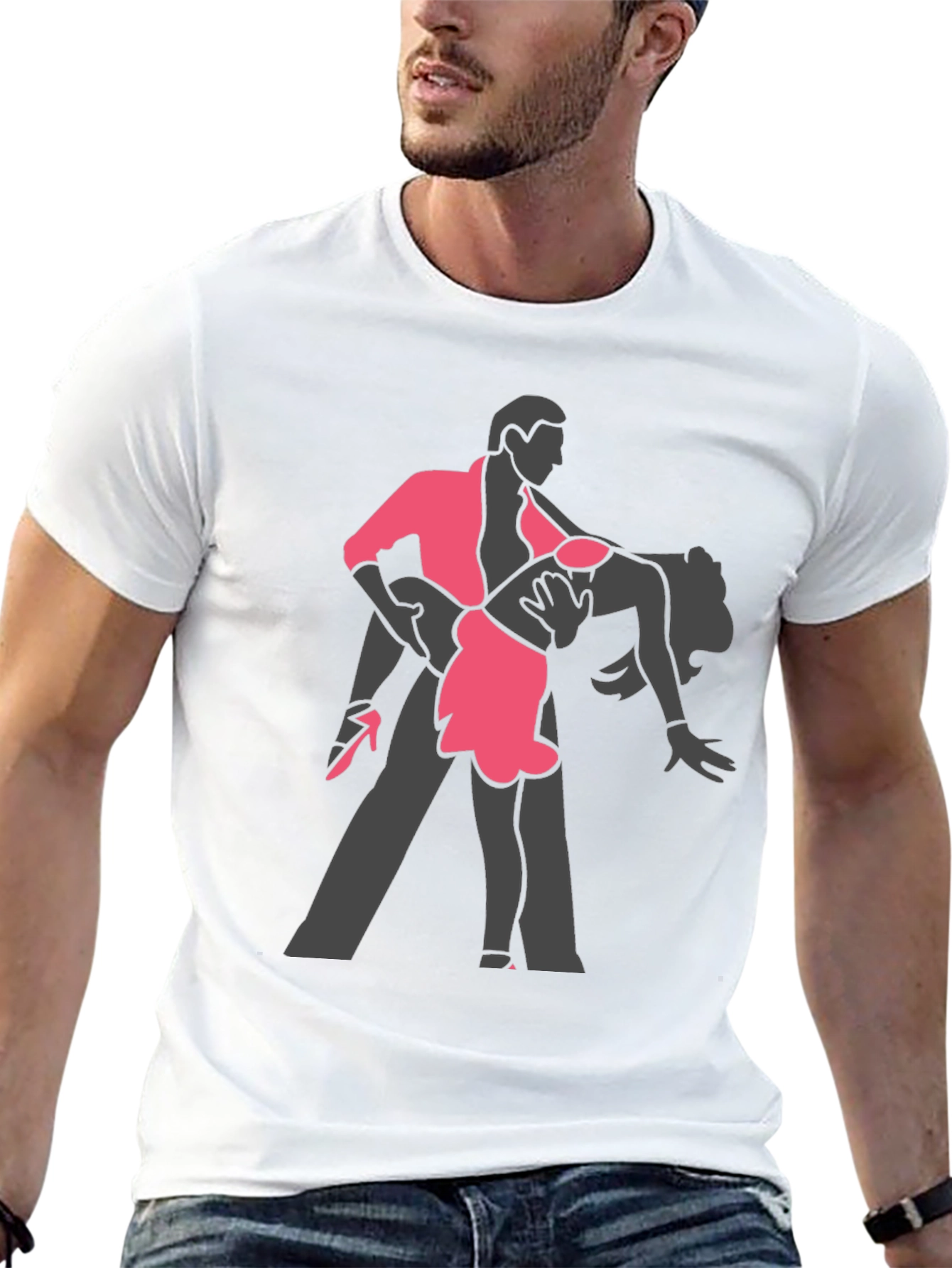 Dancing Couple Graphic Tee - Stylish Black T-Shirt