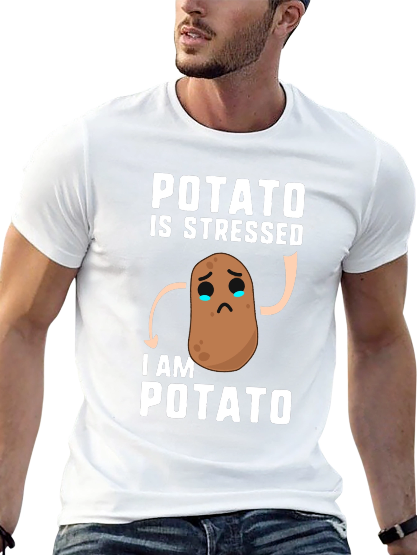 Stressed Potato Graphic Tee - Funny Casual T-Shirt