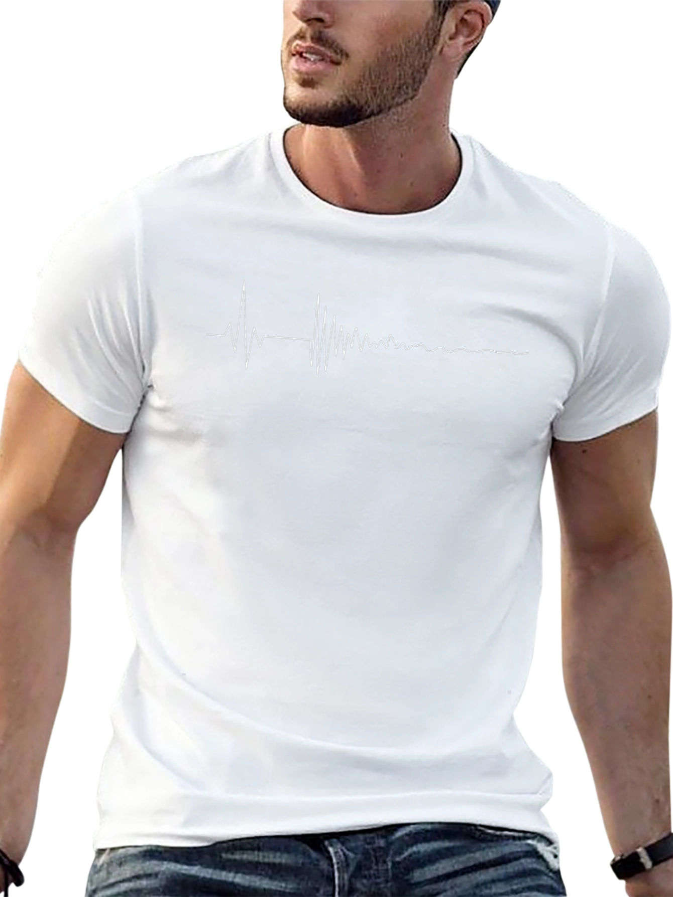 Echocardiogram Heartbeat Black Tee