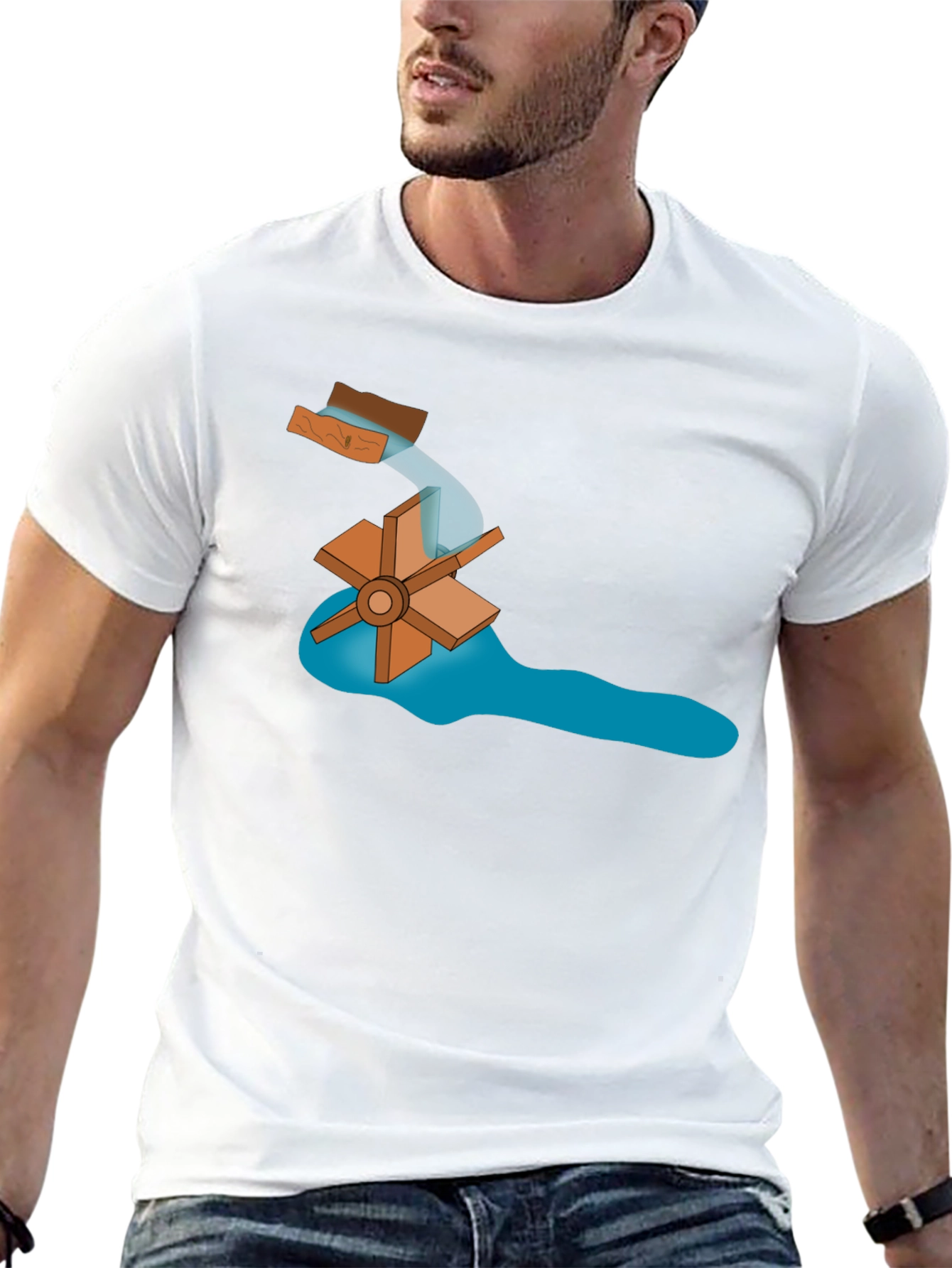 Water Wheel Graphic Tee - Sustainable Energy Style