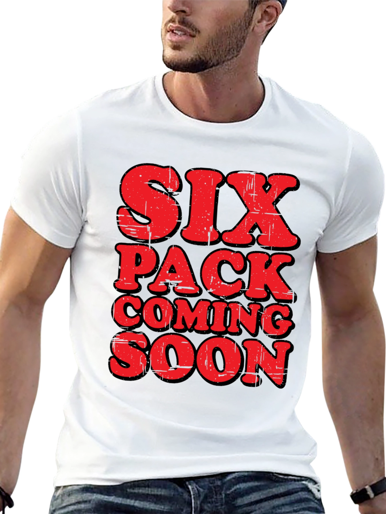 Funny Six Pack Coming Soon Graphic T-Shirt