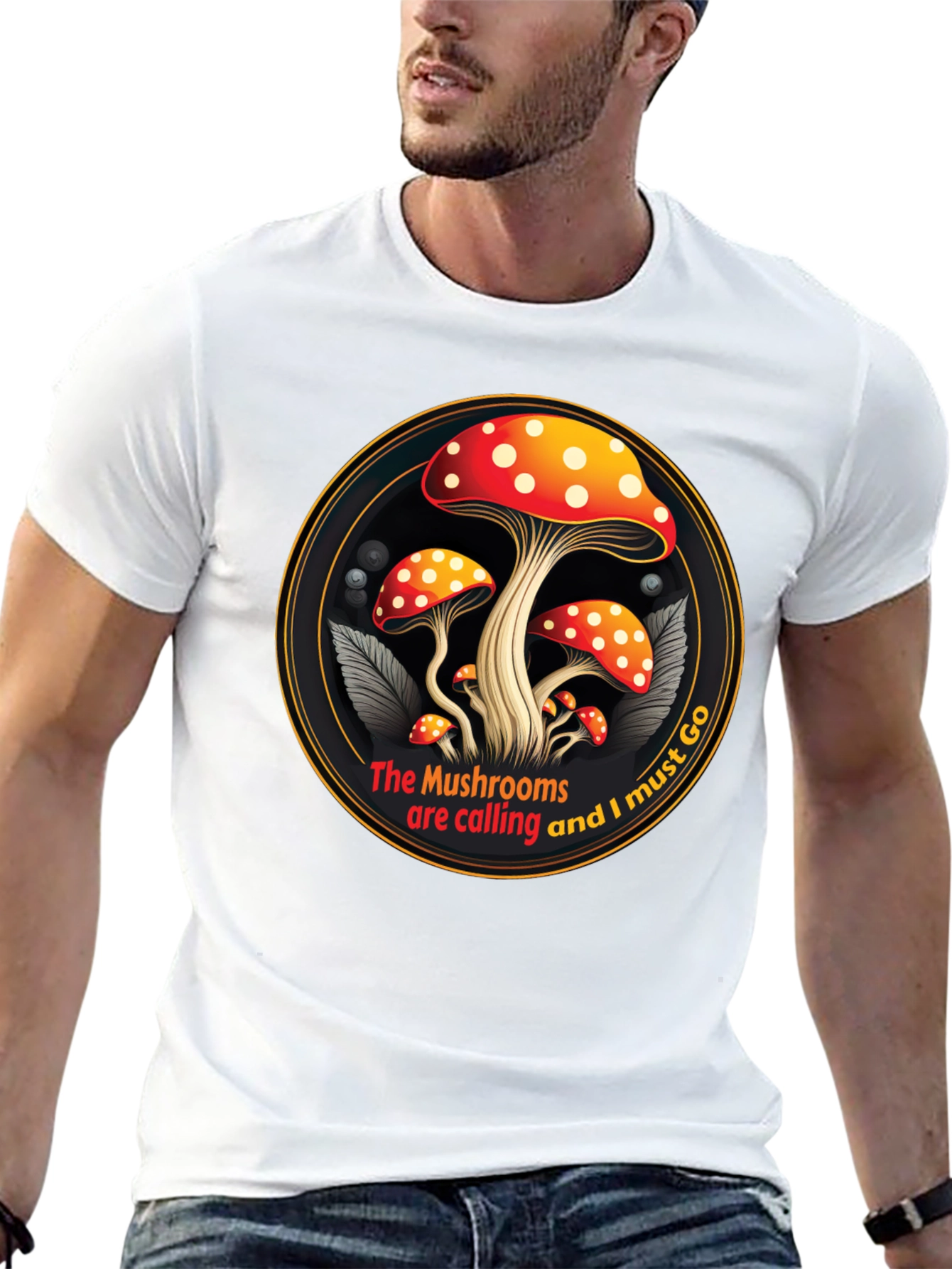 Mushroom Calling Graphic Tee - Black