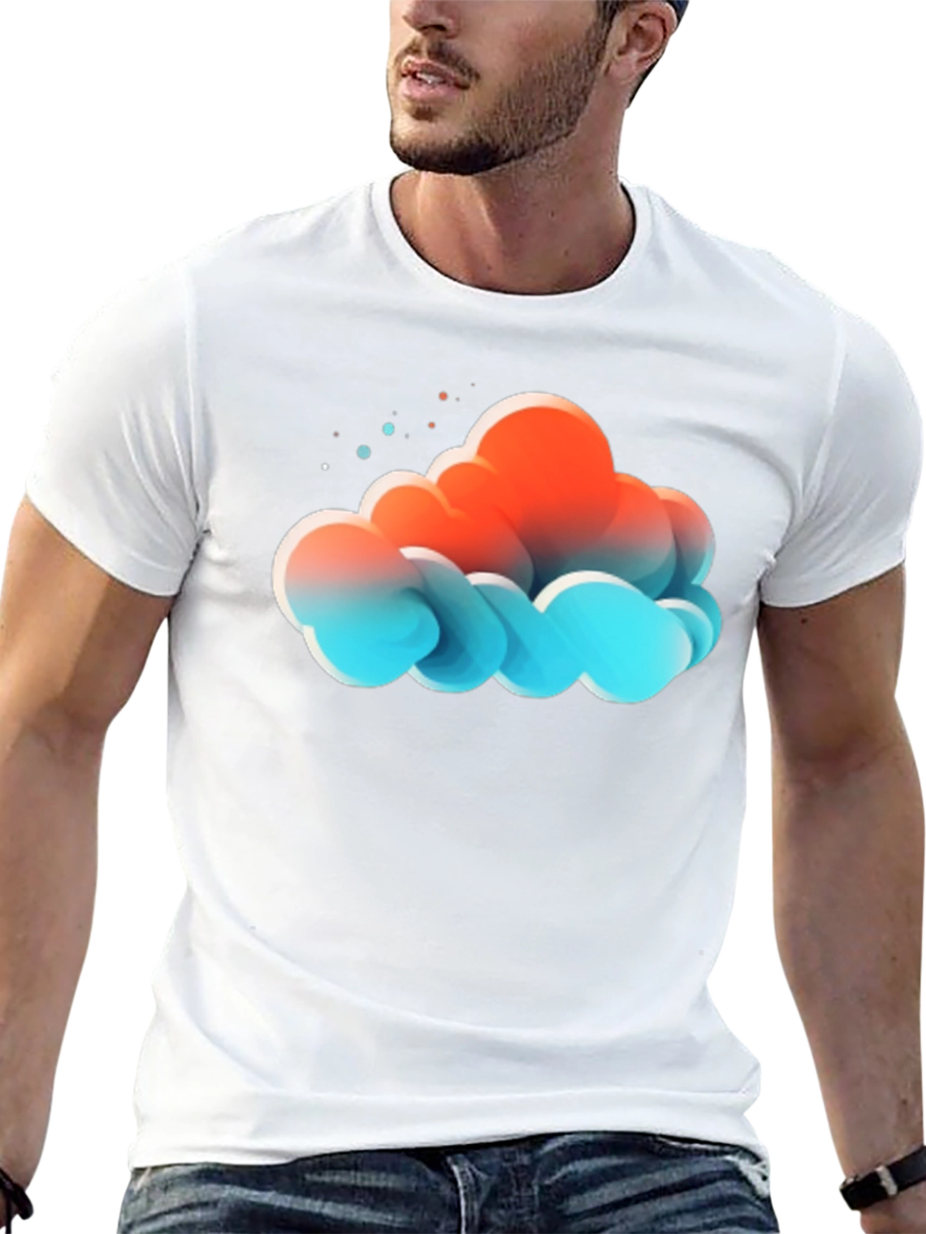 Abstract Cloud Graphic Print Black T-Shirt