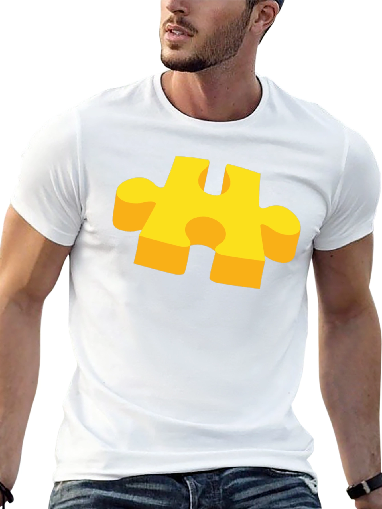 Puzzle Piece Graphic T-Shirt - Casual Cotton Tee