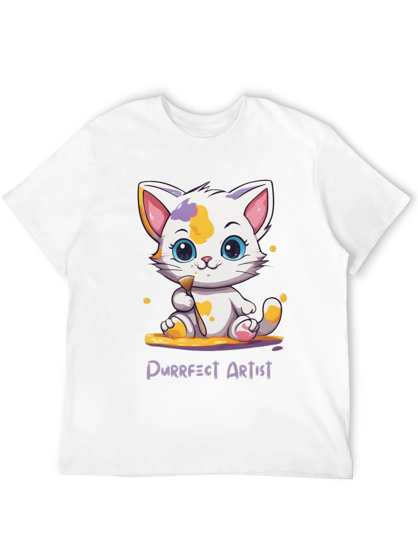 Purrfect Artist Cat T-Shirt - Cute Cartoon Kitten