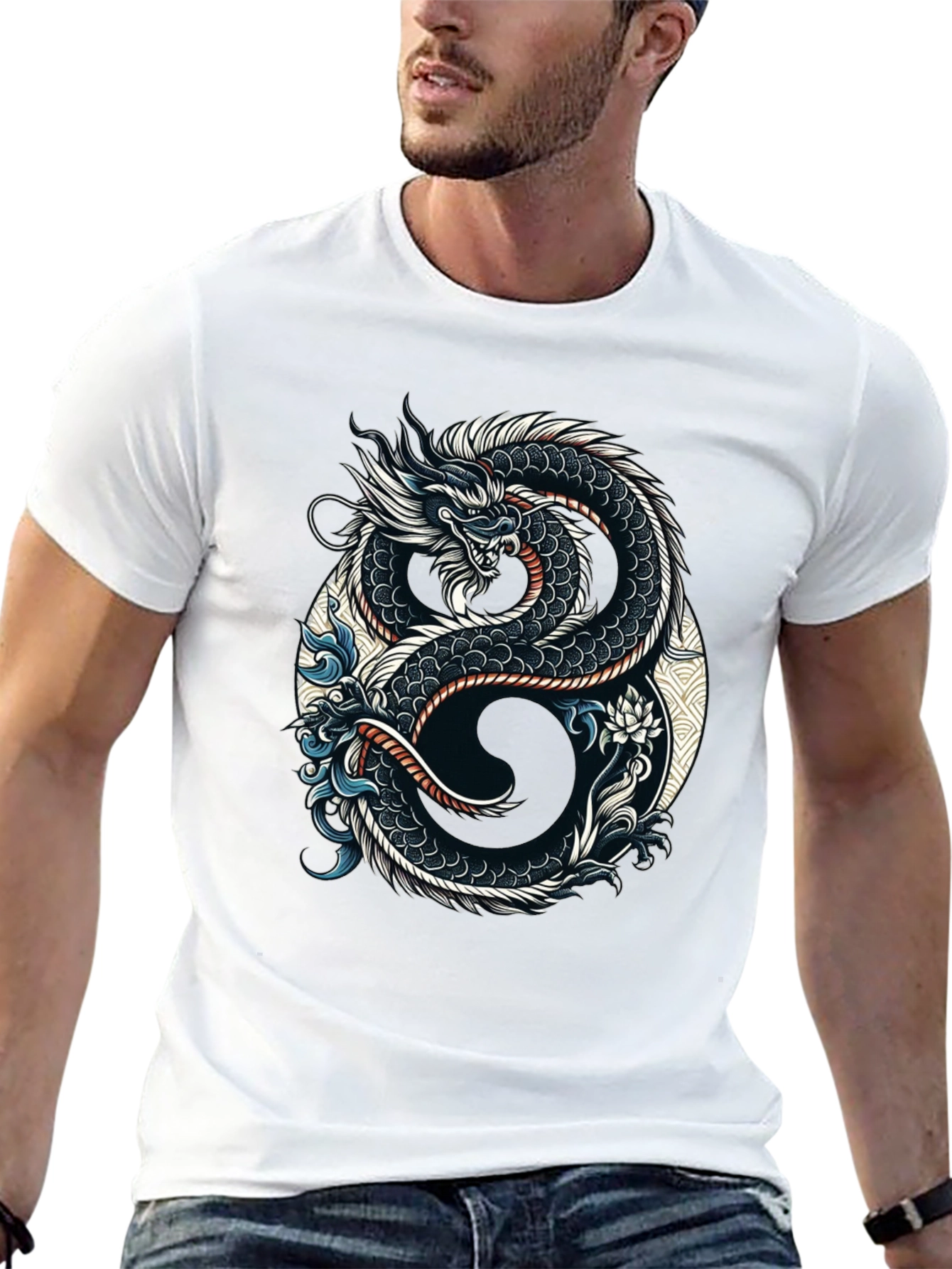 Dragon Yin Yang Graphic Tee - Stylish Comfort