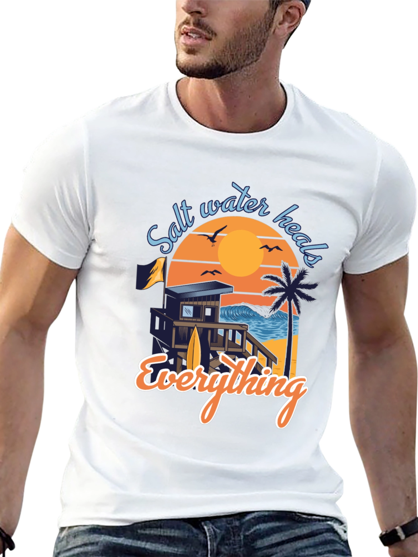 Salt Water Heals Everything Black Graphic Tee