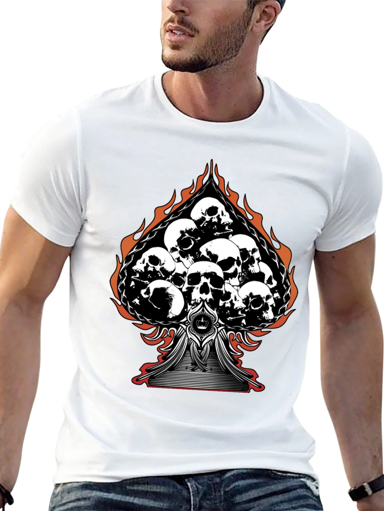 Skull Spade Graphic Tee - Black