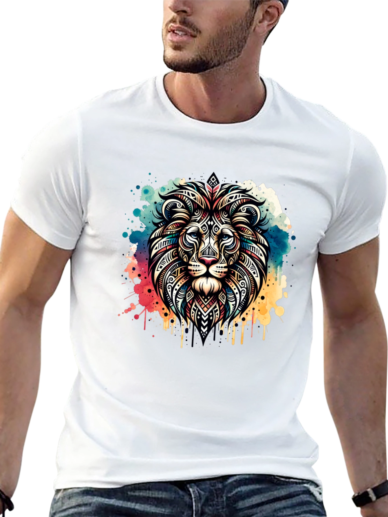 Lion Head Graphic Tee - Mens Black T-Shirt