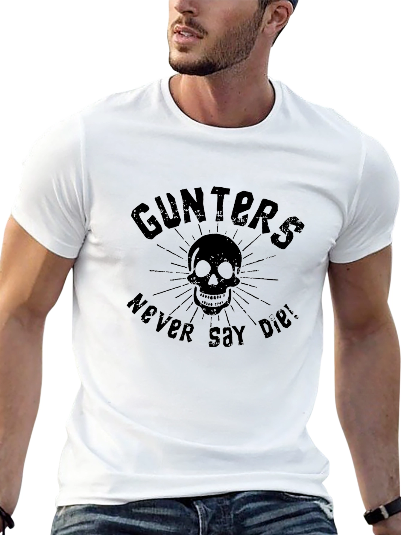 Gunters Never Say Die! Skull Graphic Black T-Shirt