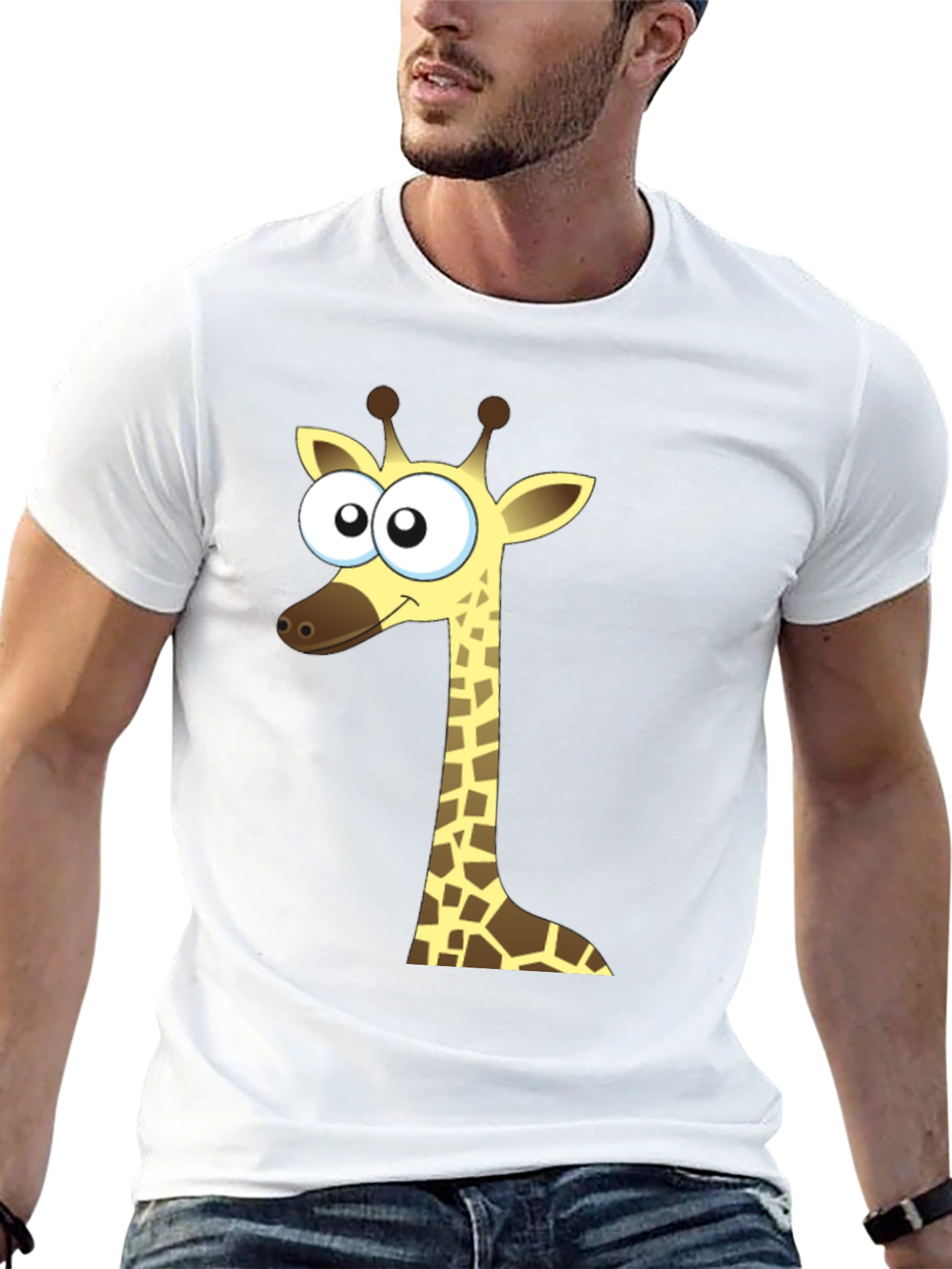 Cartoon Giraffe Black T-Shirt